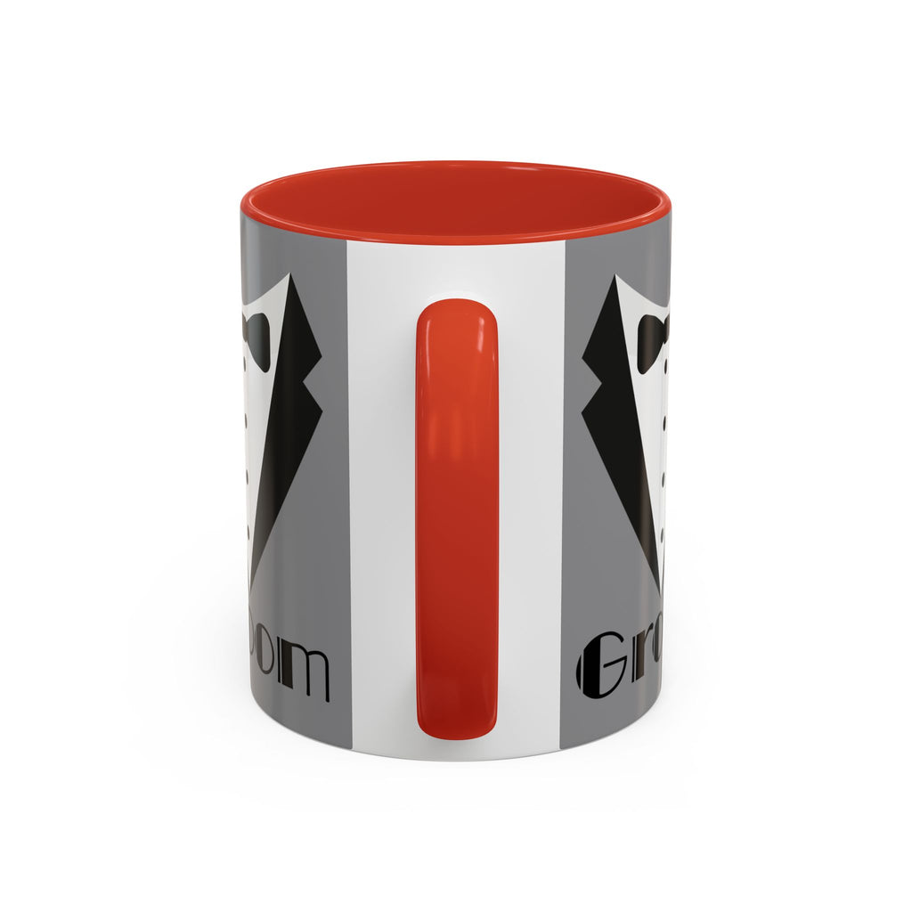 Groom Coffee Mug, Wedding Gift, Groomsmen Party Mug, Black and White Accent Mug, Engagement Celebration