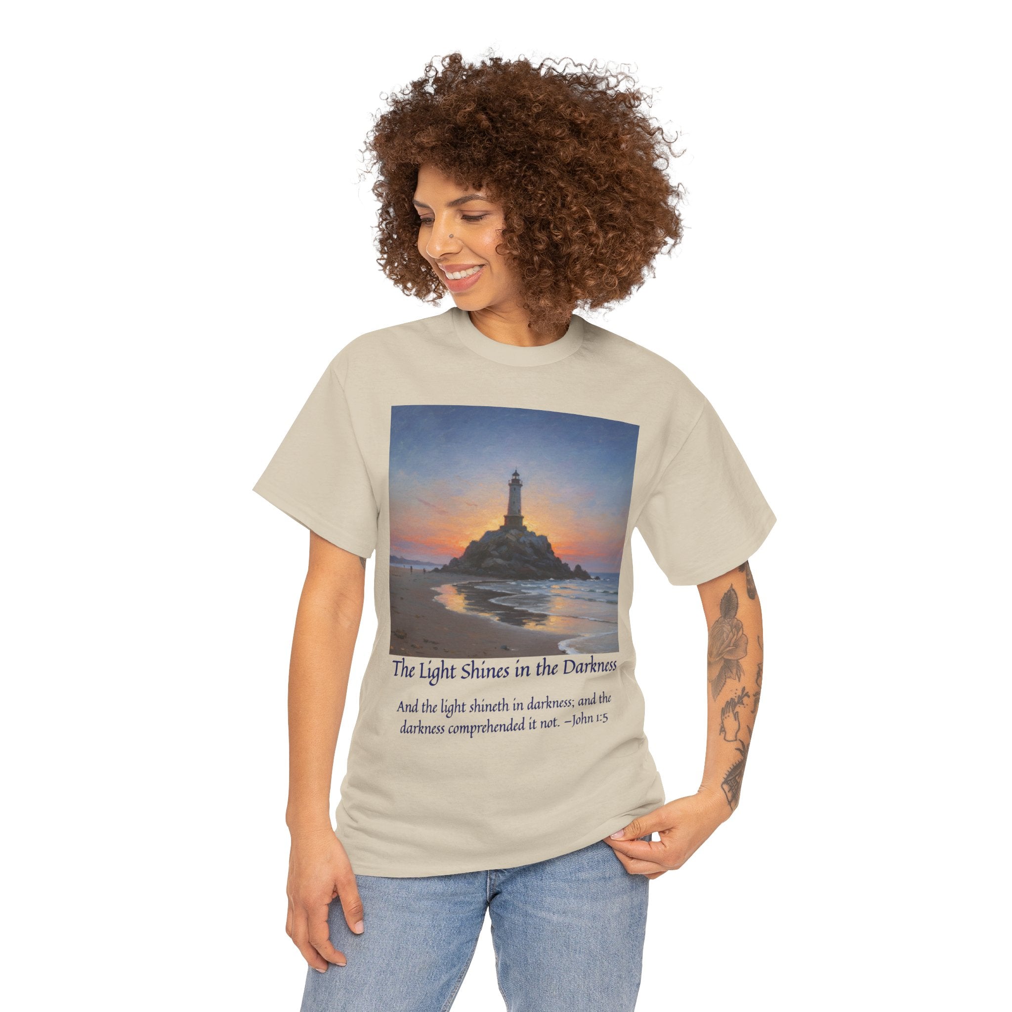 Light in Darkness Unisex Cotton Tee-inspired by Monet, Inspirational Shirt, Bible Verse Tee, Faith-Based Apparel, Perfect Gift for All Occasions
