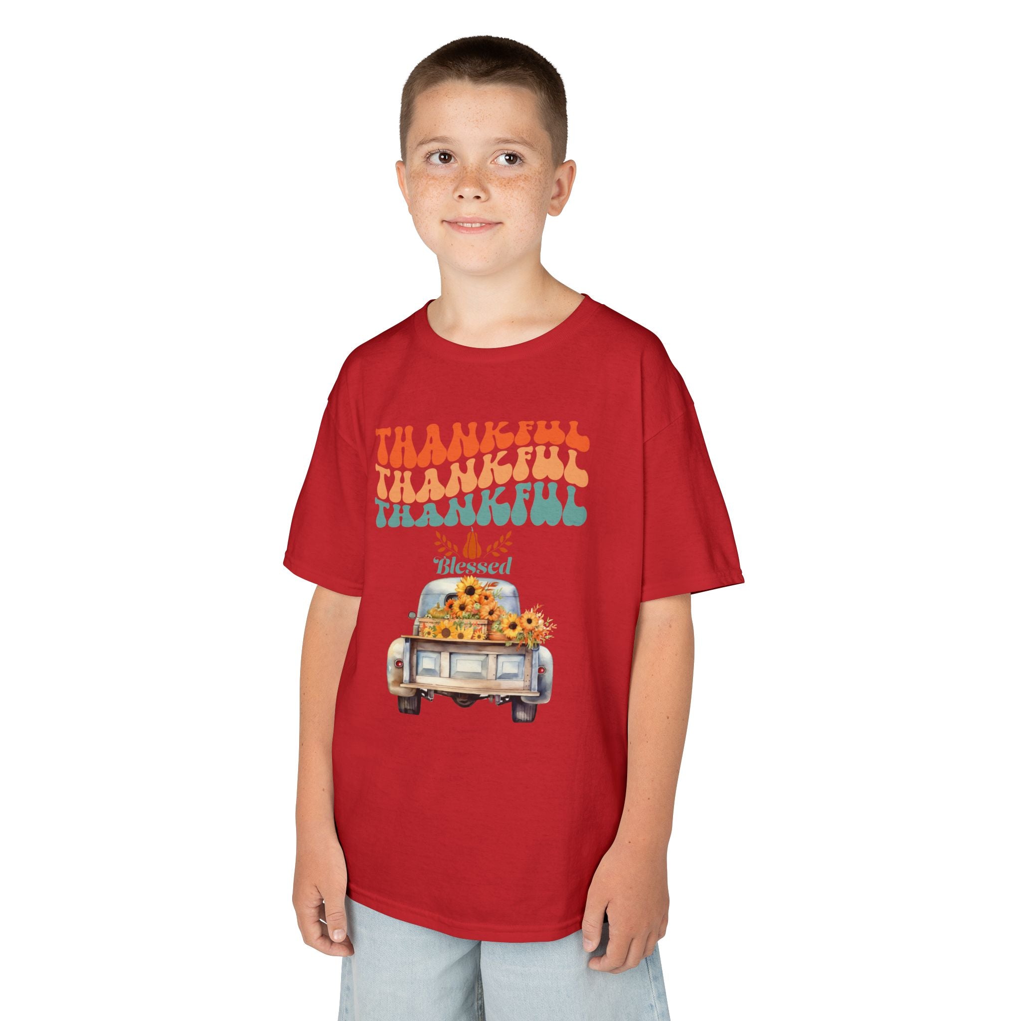 Thankful Kids Tee | Cute Autumn T-Shirt | Thanksgiving Gift | Kids Holiday Wear | Family Gathering Apparel