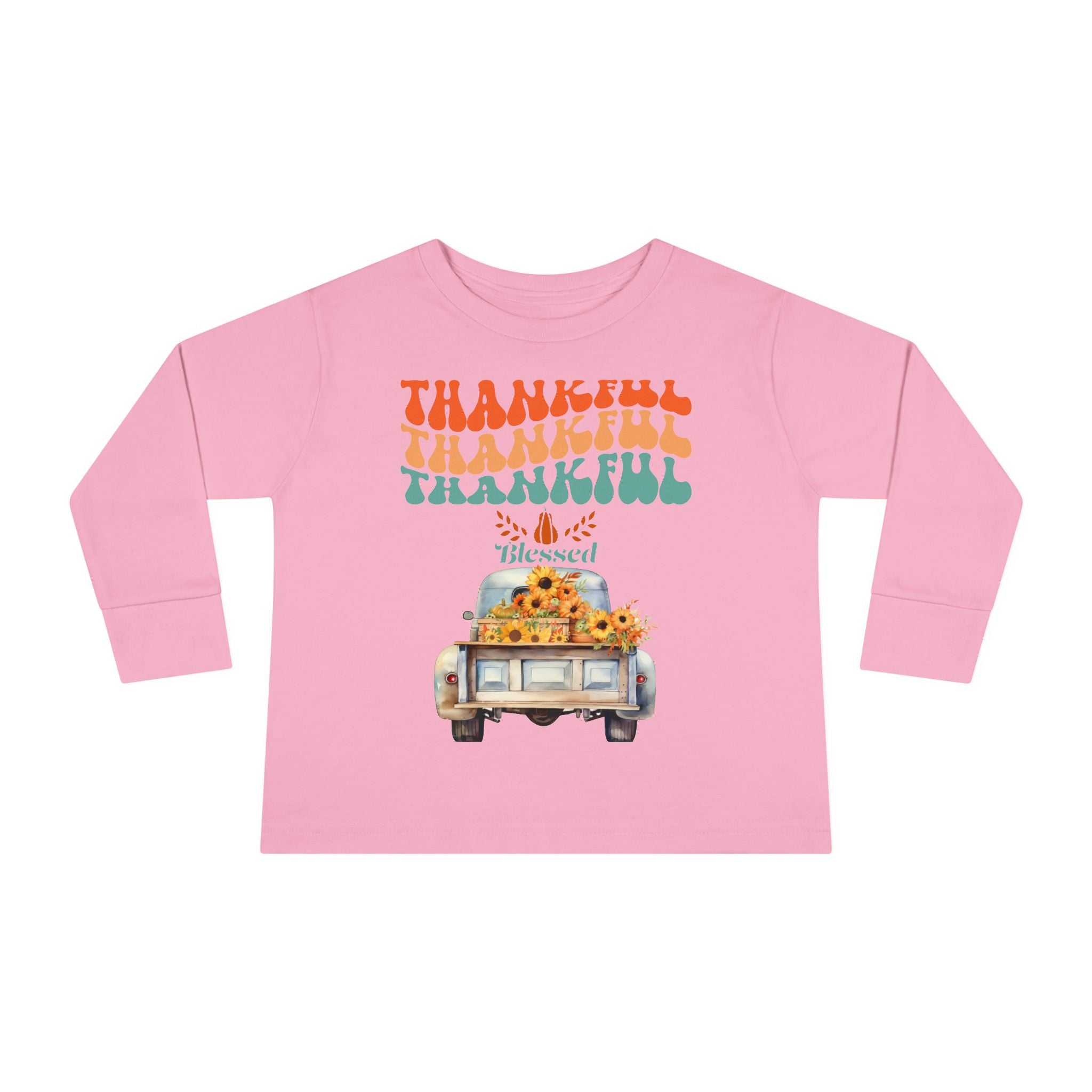 Thankful Toddler Long Sleeve Tee - Perfect for Fall Celebrations, Family Gatherings, Thanksgiving, Everyday Wear, Gifts