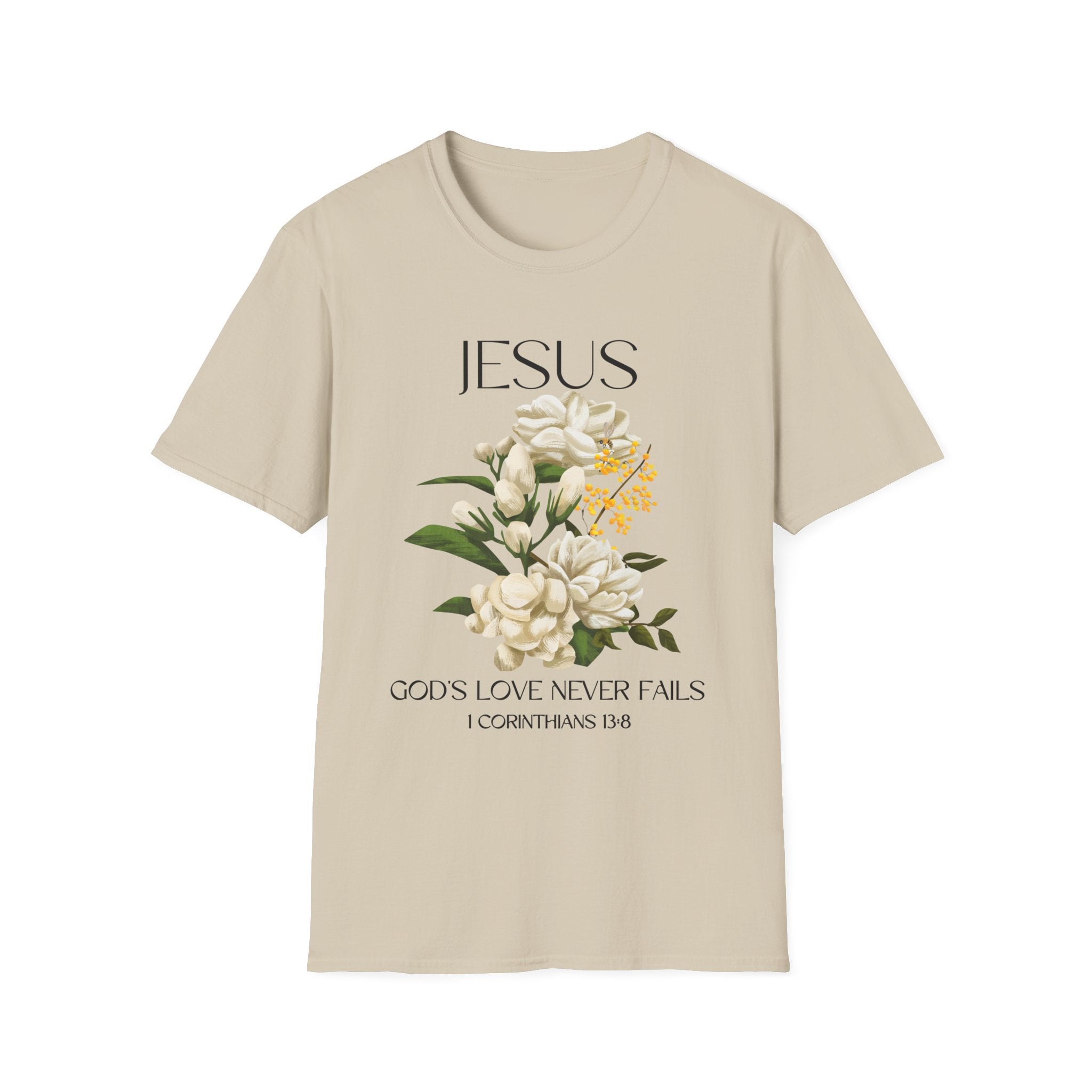 Jesus Floral Faith T-Shirt- Christian Graphic Tee, Inspirational Gift, Religious Apparel, Casualwear, Unisex