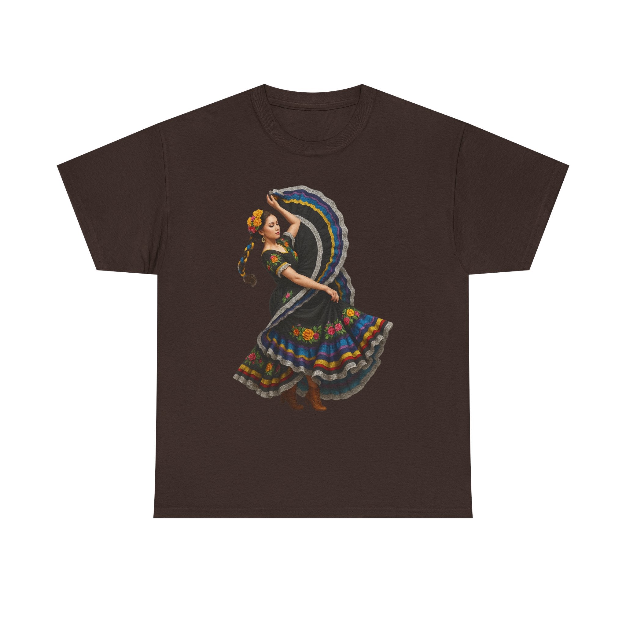 Folklórico Cultural Dance Graphic Tee, Unisex Heavy Cotton T-Shirt, Festival Apparel, Bohemian Style Shirt, Gift for Dancers, Ethnic Art Tee