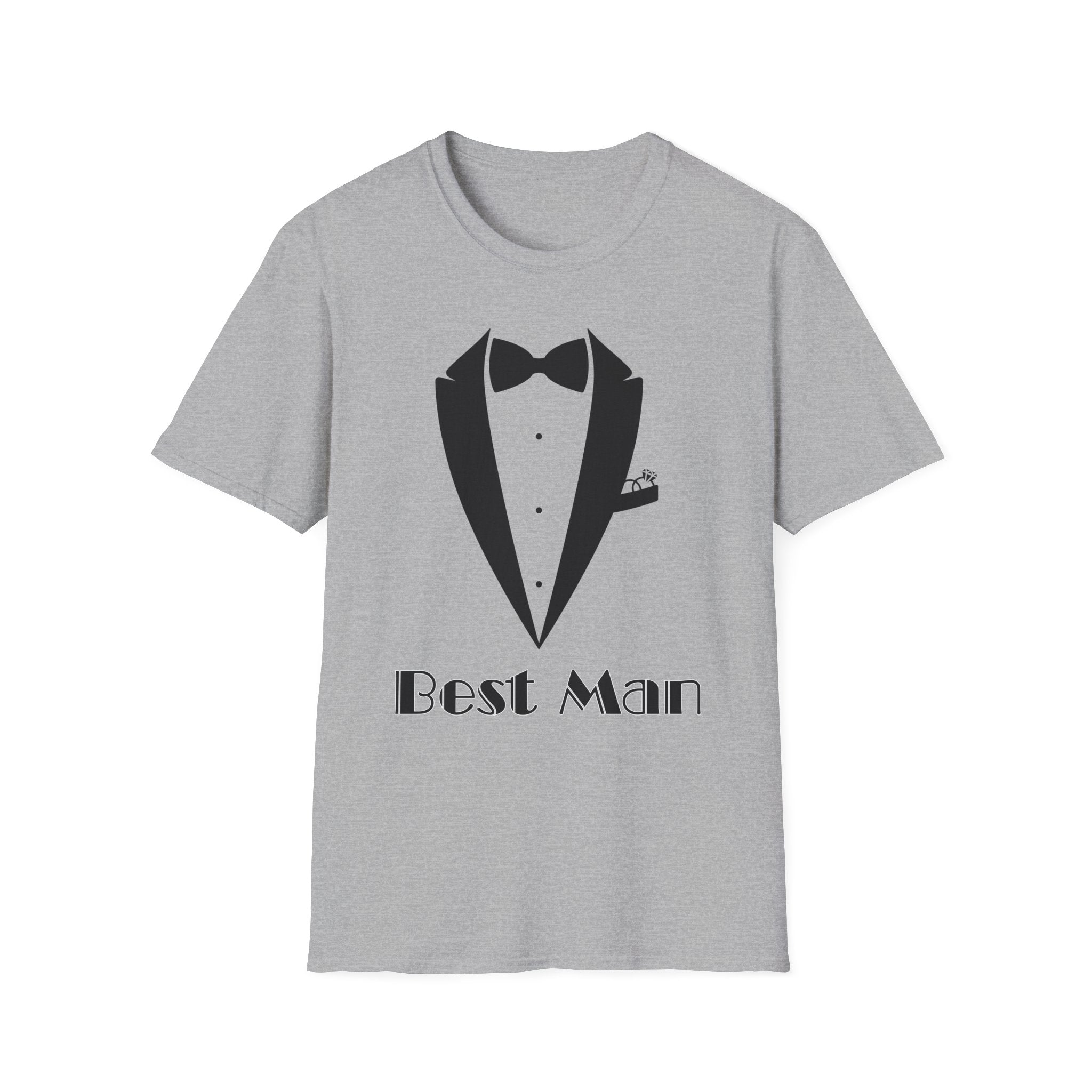 Best Man T-Shirt, Stylish Groom Attire, Wedding Gift for Him, Casual Event Shirt, Unisex Tuxedo Tee, Matching Groomsmen Apparel