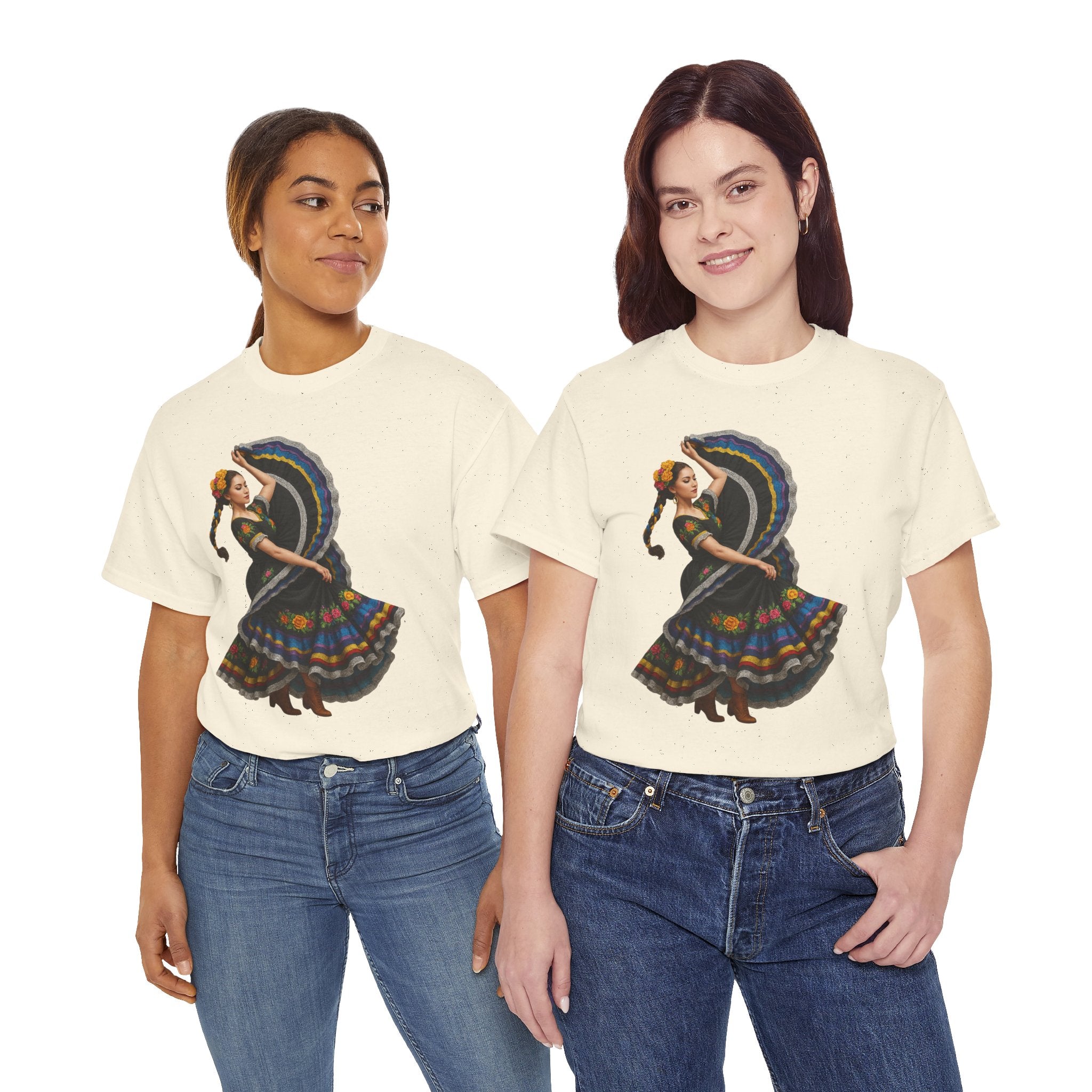 Folklórico Cultural Dance Graphic Tee, Unisex Heavy Cotton T-Shirt, Festival Apparel, Bohemian Style Shirt, Gift for Dancers, Ethnic Art Tee