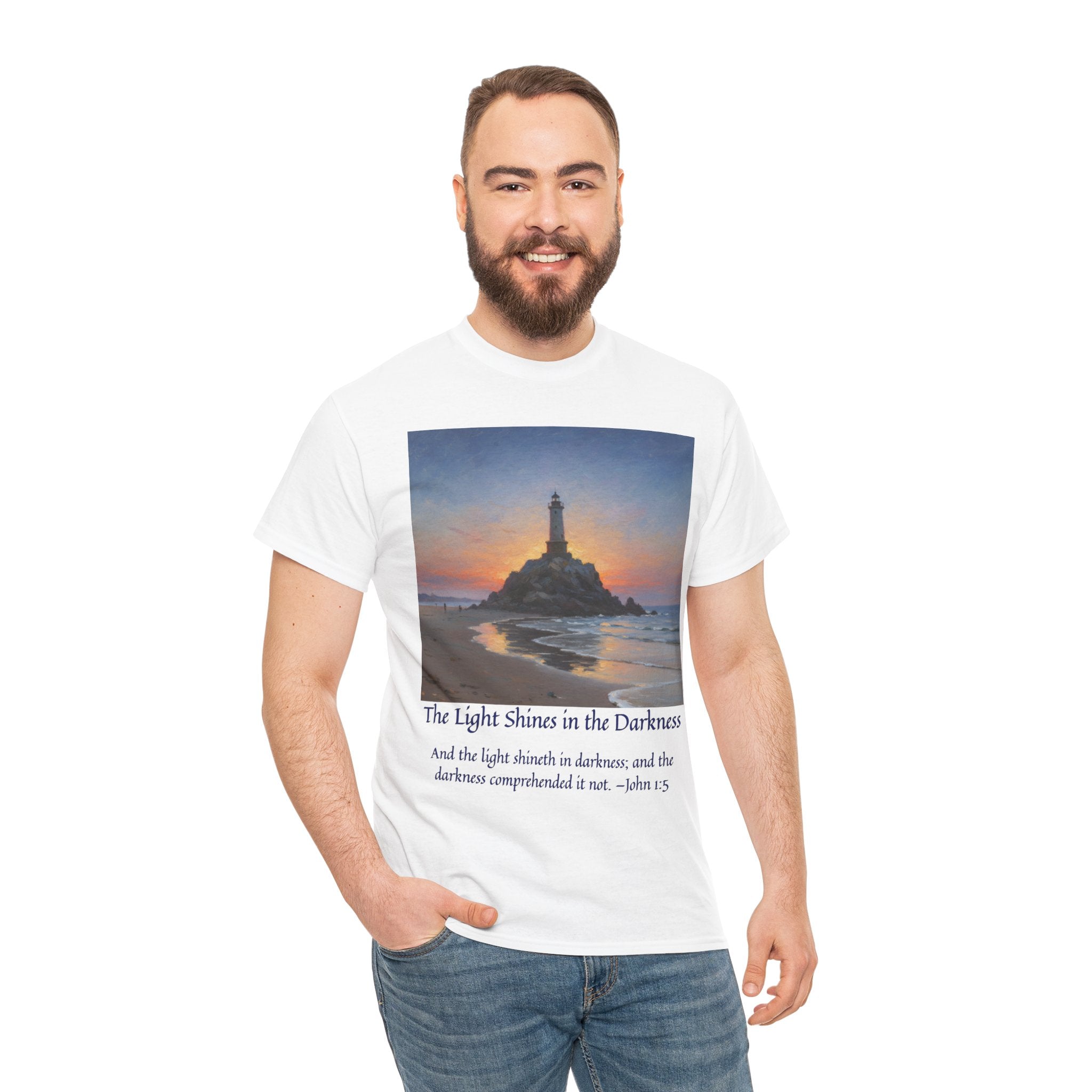 Light in Darkness Unisex Cotton Tee-inspired by Monet, Inspirational Shirt, Bible Verse Tee, Faith-Based Apparel, Perfect Gift for All Occasions