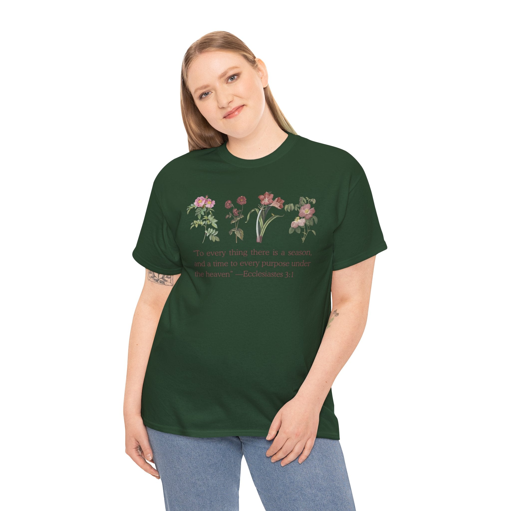 Christian -Biblical Inspirational Floral Quote Tee, Nature Lover Gift, Eco-Friendly Fashion, Casual Everyday Wear