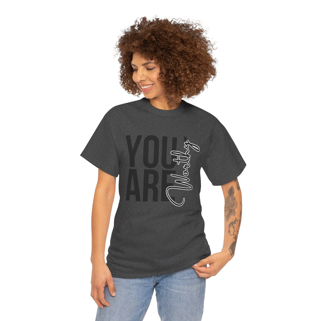 You Are Worthy Unisex Heavy Cotton Tee, Motivational Quote Shirt, Gift for Friends, Self-Love Tee, Uplifting Apparel, Positive [...]