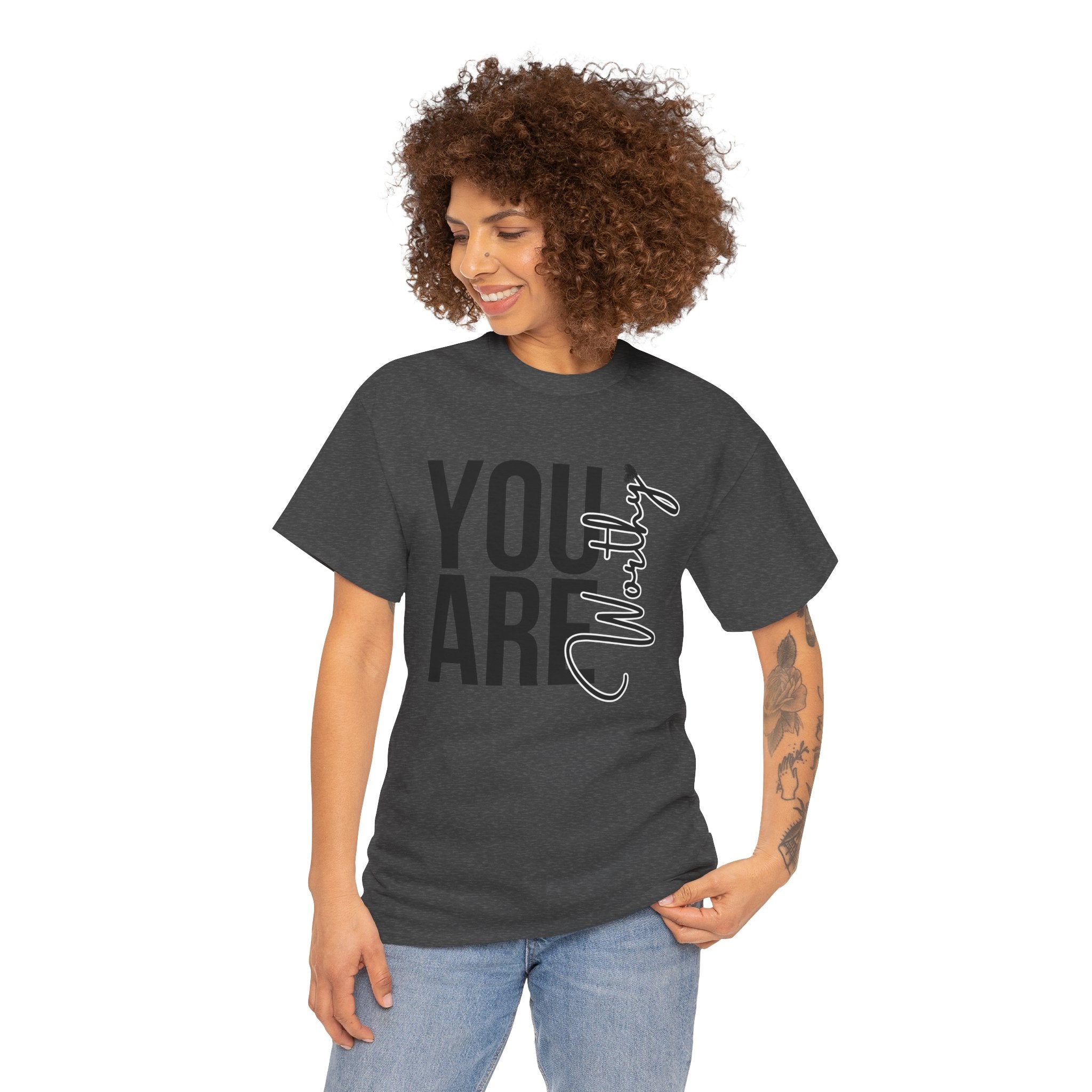 You Are Worthy Unisex Heavy Cotton Tee, Motivational Quote Shirt, Gift for Friends, Self-Love Tee, Uplifting Apparel, Positive [...]