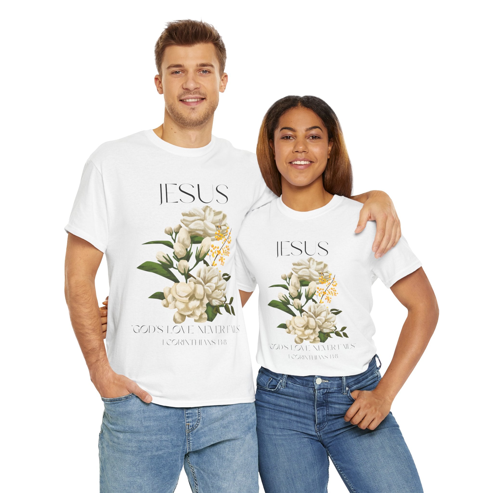 Jesus- God's love never fails-Unisex Heavy Cotton Tee