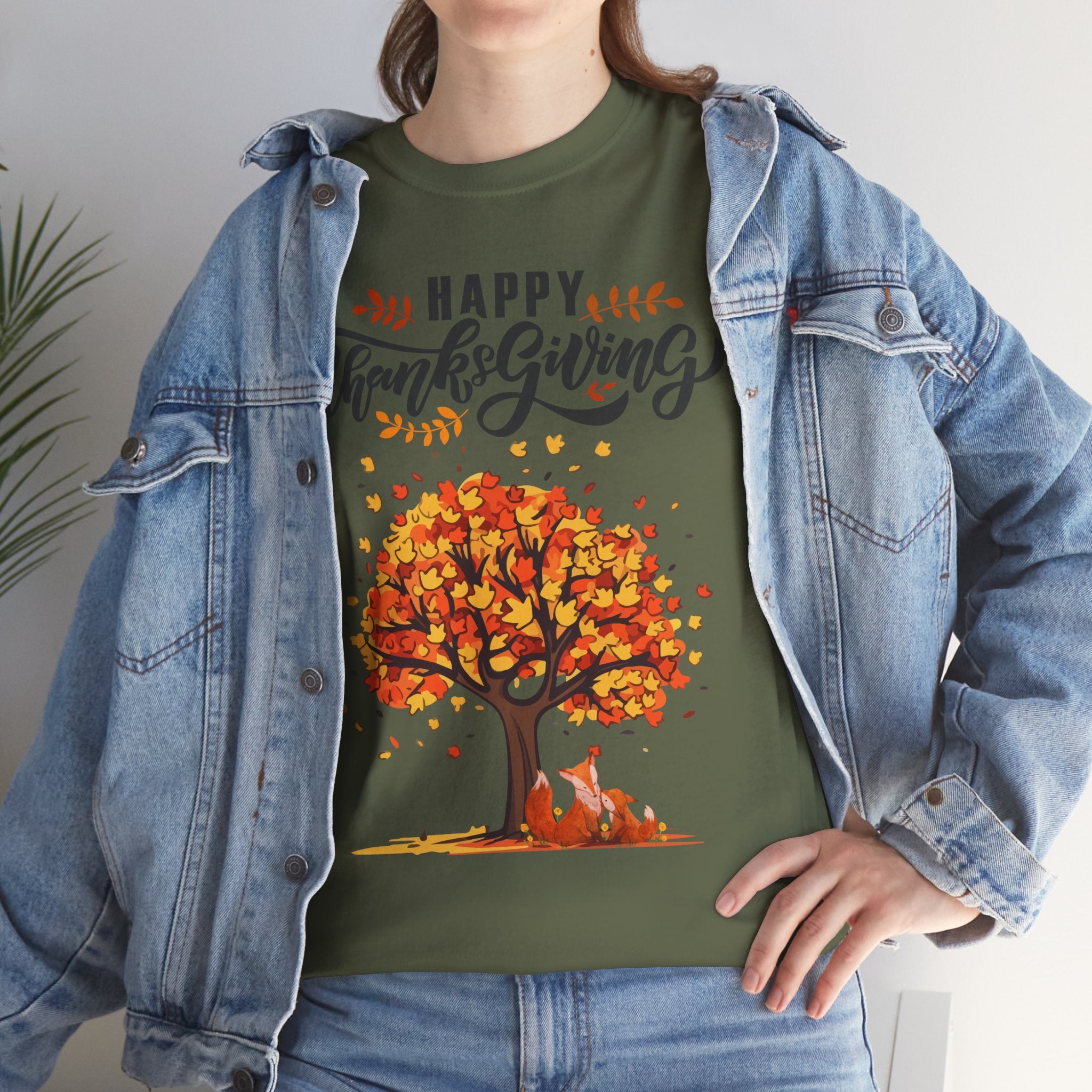 Thanksgiving Tree Tee, Fall T-Shirt, Autumn Apparel, Cozy Gift for Family, Cute Holiday Top