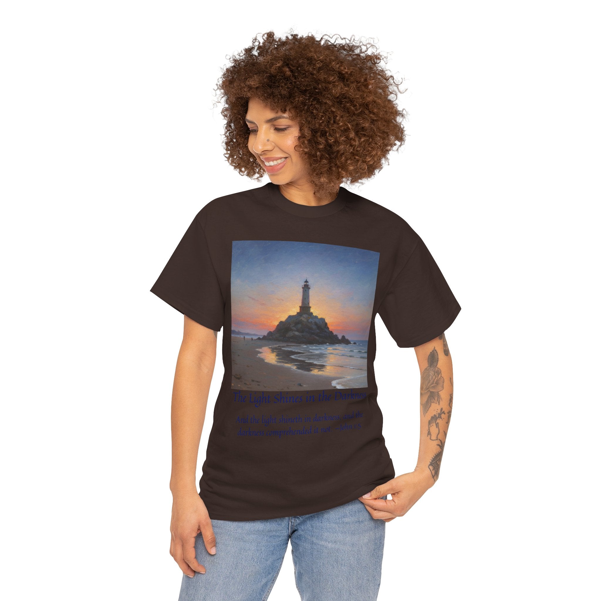 Light in Darkness Unisex Cotton Tee-inspired by Monet, Inspirational Shirt, Bible Verse Tee, Faith-Based Apparel, Perfect Gift for All Occasions
