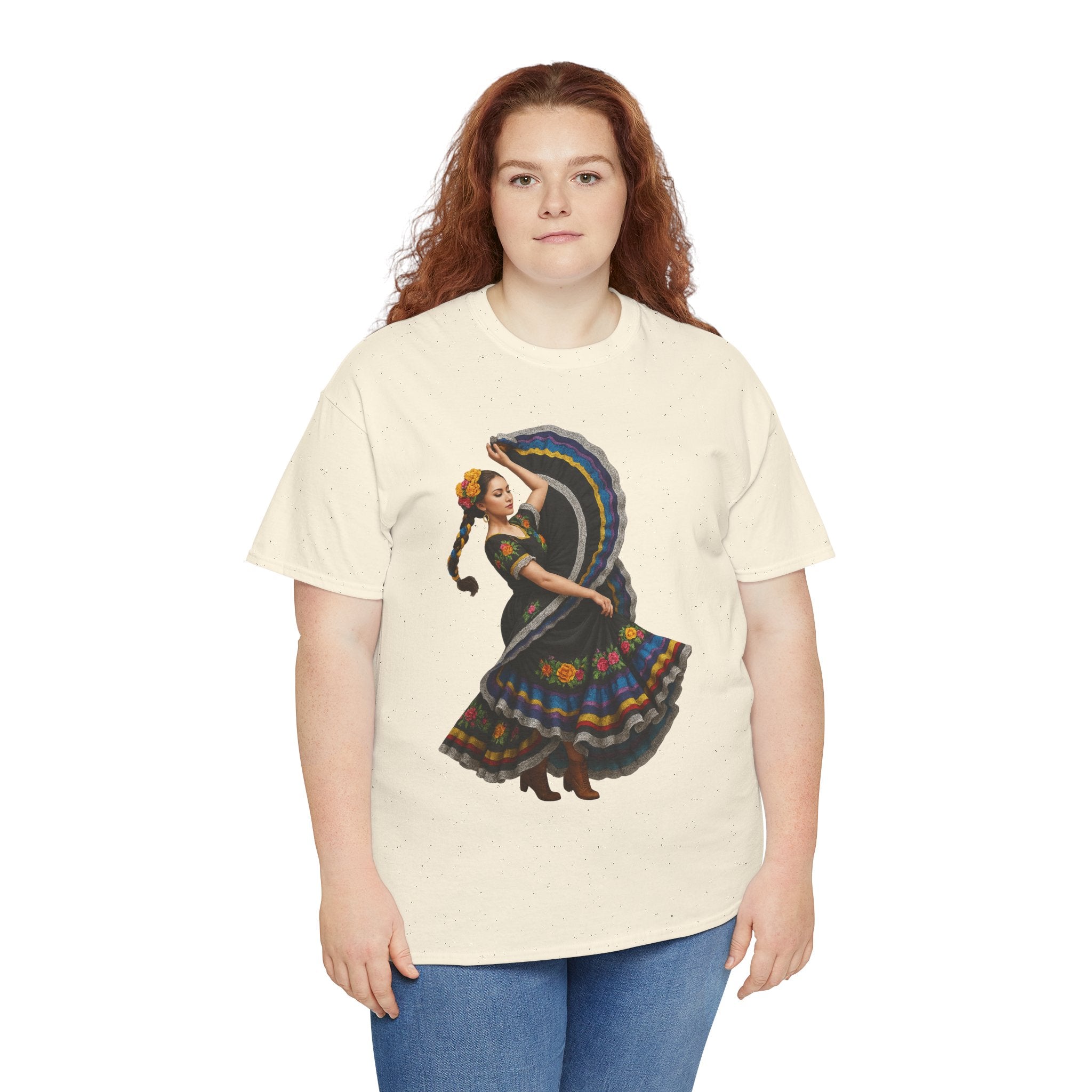Folklórico Cultural Dance Graphic Tee, Unisex Heavy Cotton T-Shirt, Festival Apparel, Bohemian Style Shirt, Gift for Dancers, Ethnic Art Tee