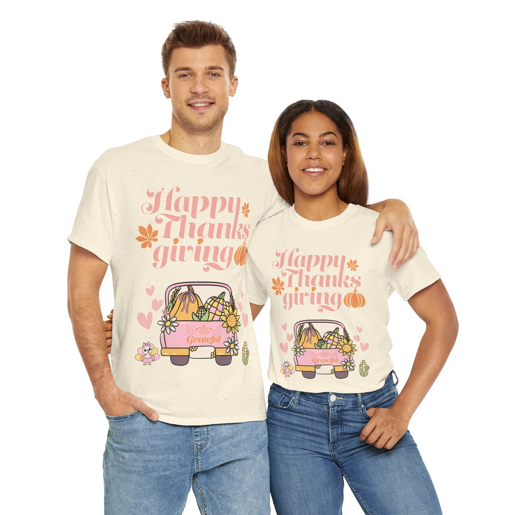 Happy Thanksgiving Unisex Tee | Cozy Autumn Shirt for Family Gatherings, Thanksgiving Celebration, Fall Fashion, Cute Gift Idea