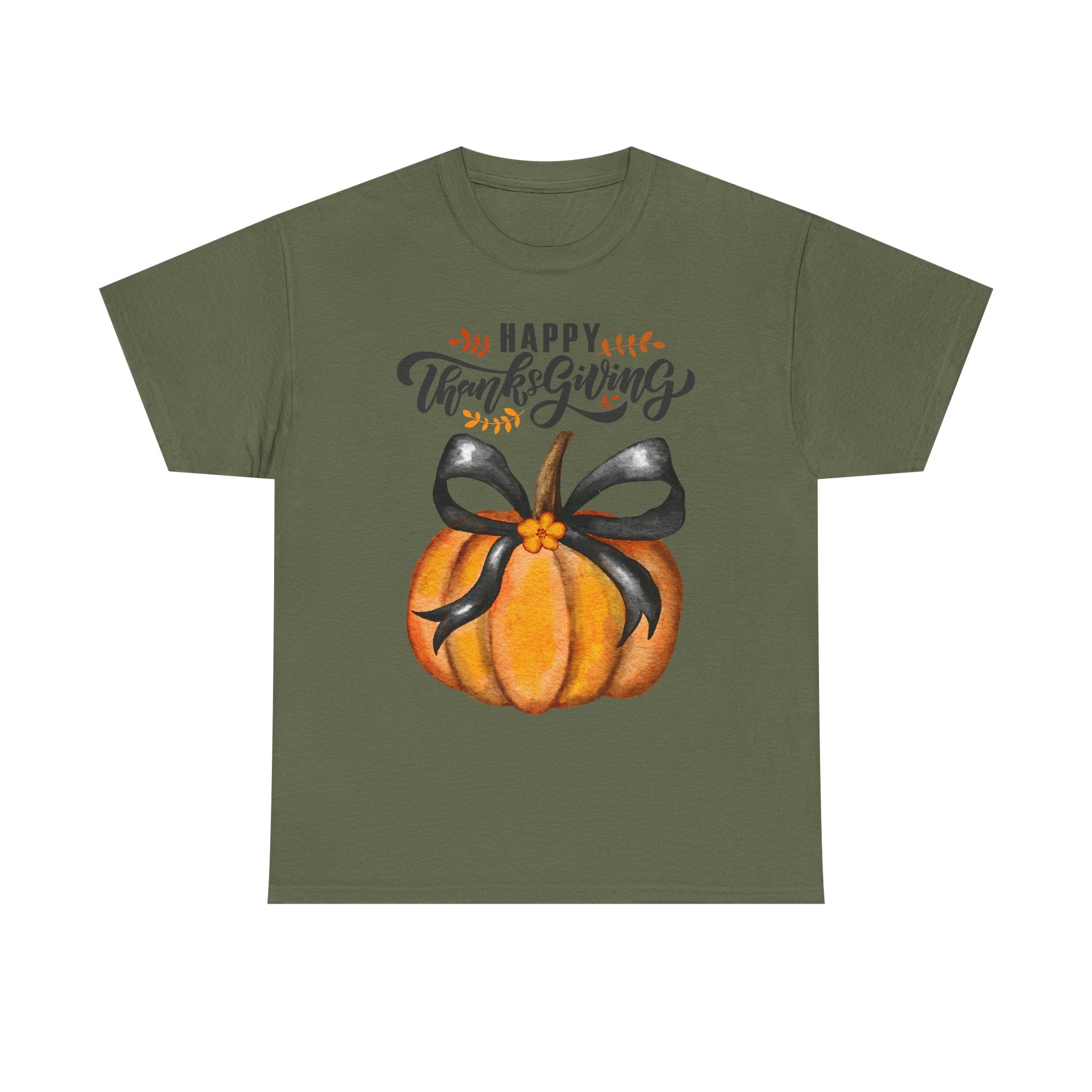Thanksgiving Pumpkin Tee, Unisex Heavy Cotton T-Shirt, Fall Shirt, Autumn Fashion, Gift for Thanksgiving, Seasonal Apparel