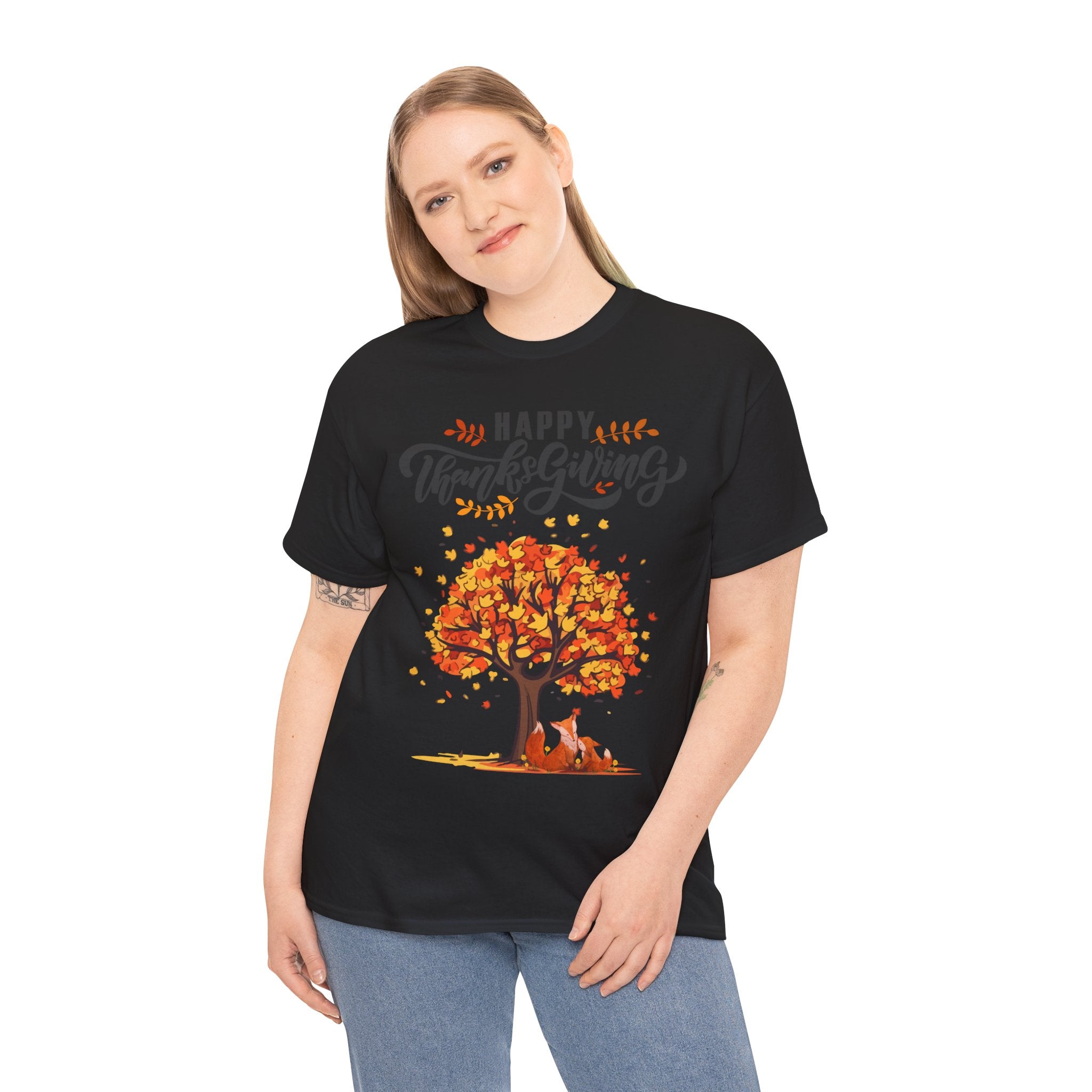 Thanksgiving Tree Tee, Fall T-Shirt, Autumn Apparel, Cozy Gift for Family, Cute Holiday Top