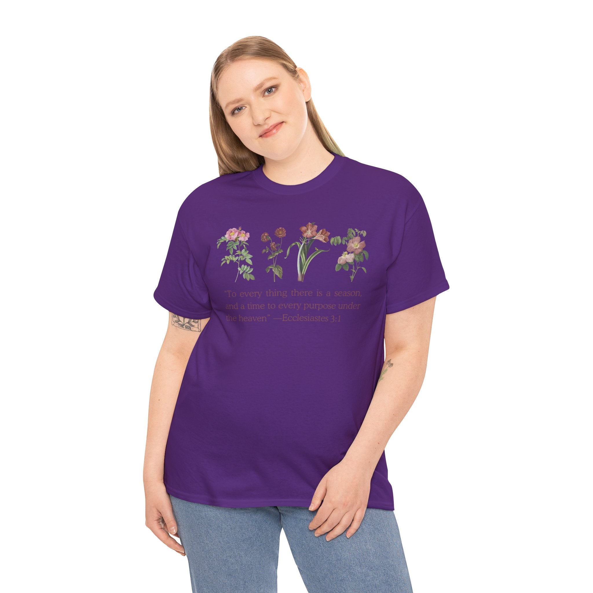 Christian -Biblical Inspirational Floral Quote Tee, Nature Lover Gift, Eco-Friendly Fashion, Casual Everyday Wear
