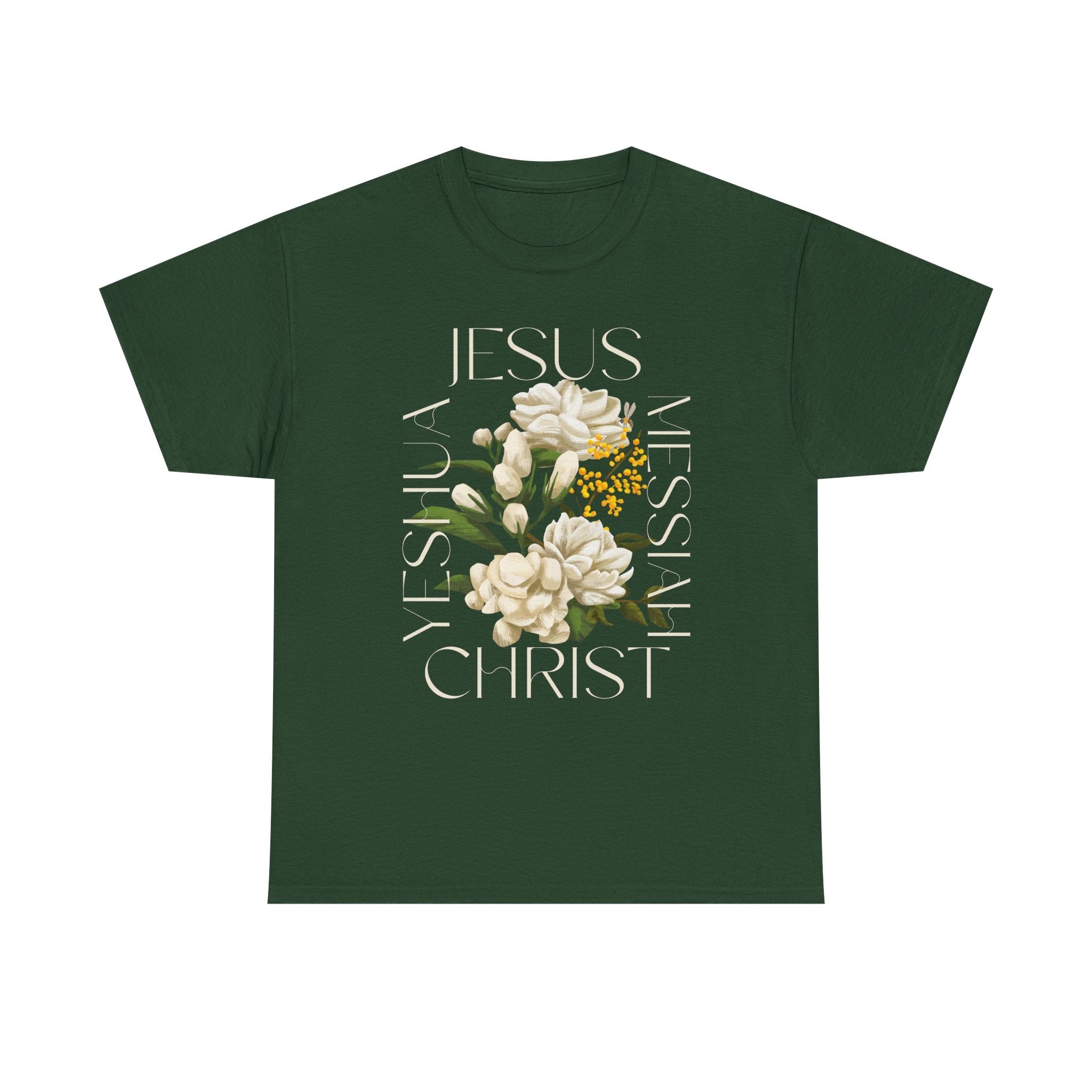 Floral Jesus Christ Tee, Spiritual T-Shirt, Inspirational Unisex Cotton Shirt, Gift for Believers, Christian Apparel