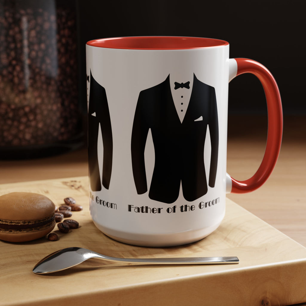 Father of the Groom Accent Coffee Mug 11/15 oz- Perfect Groomsmen Gift, Wedding Keepsake, Stylish Drinkware, Unique Wedding Favor