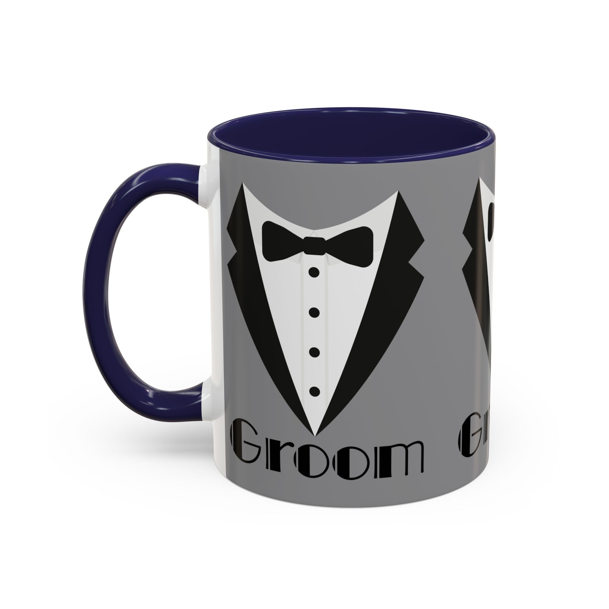 Groom Coffee Mug, Wedding Gift, Groomsmen Party Mug, Black and White Accent Mug, Engagement Celebration
