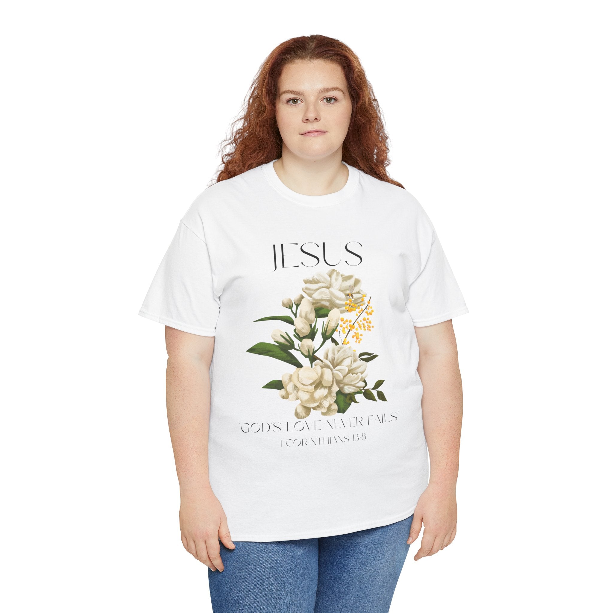 Jesus- God's love never fails-Unisex Heavy Cotton Tee