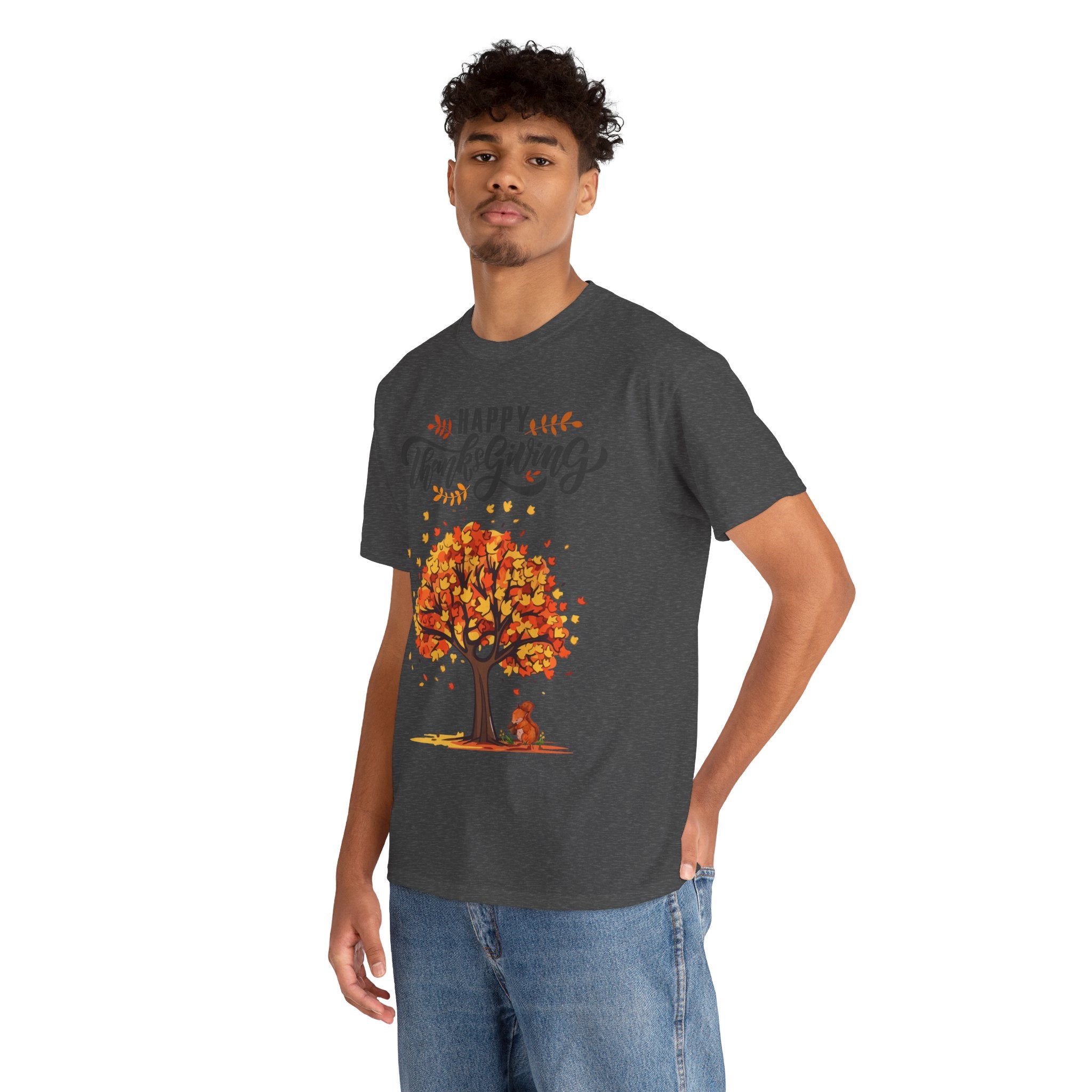 Happy Thanksgiving Tree Unisex Tee, Autumn Shirt, Holiday Apparel, Fall Fashion, Seasonal Gift