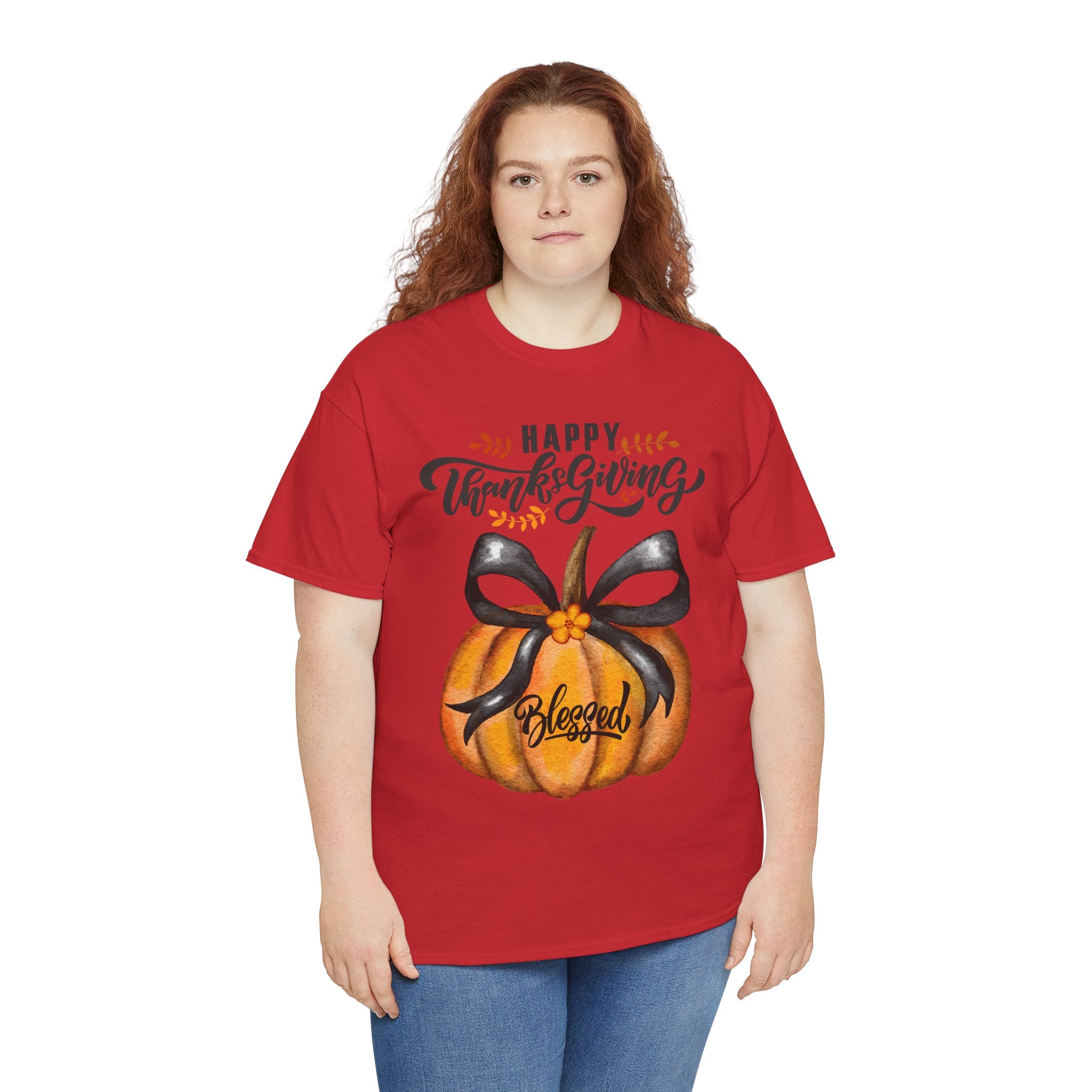 Thanksgiving Pumpkin Tee - Happy Thanksgiving, Blessed Shirt, Fall Apparel, Unisex Cotton Tee, Holiday Gift