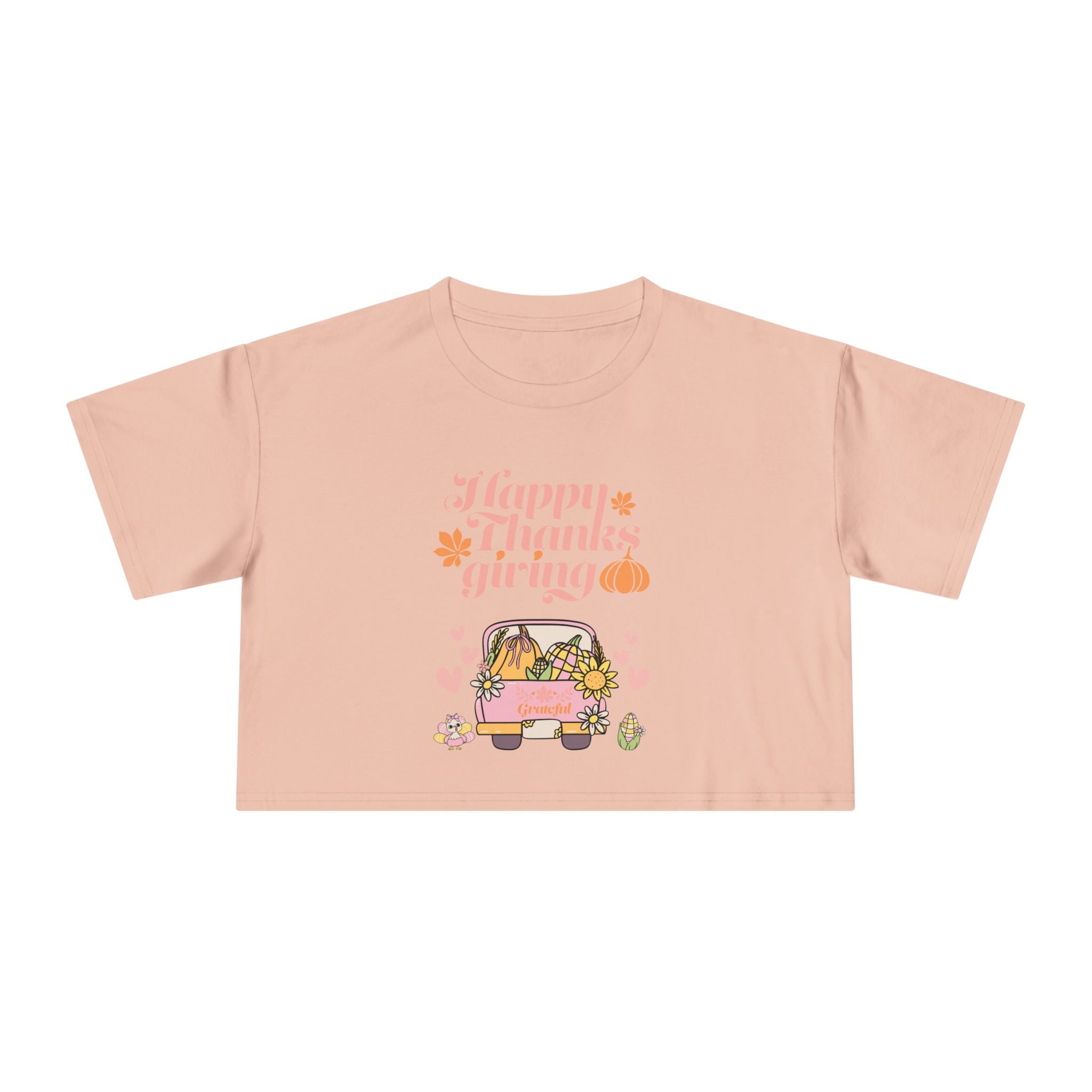 Thanksgiving Women's Crop Tee, Casual T-Shirt, Fall Fashion, Thanksgiving Gift, Cute Thanksgiving Apparel