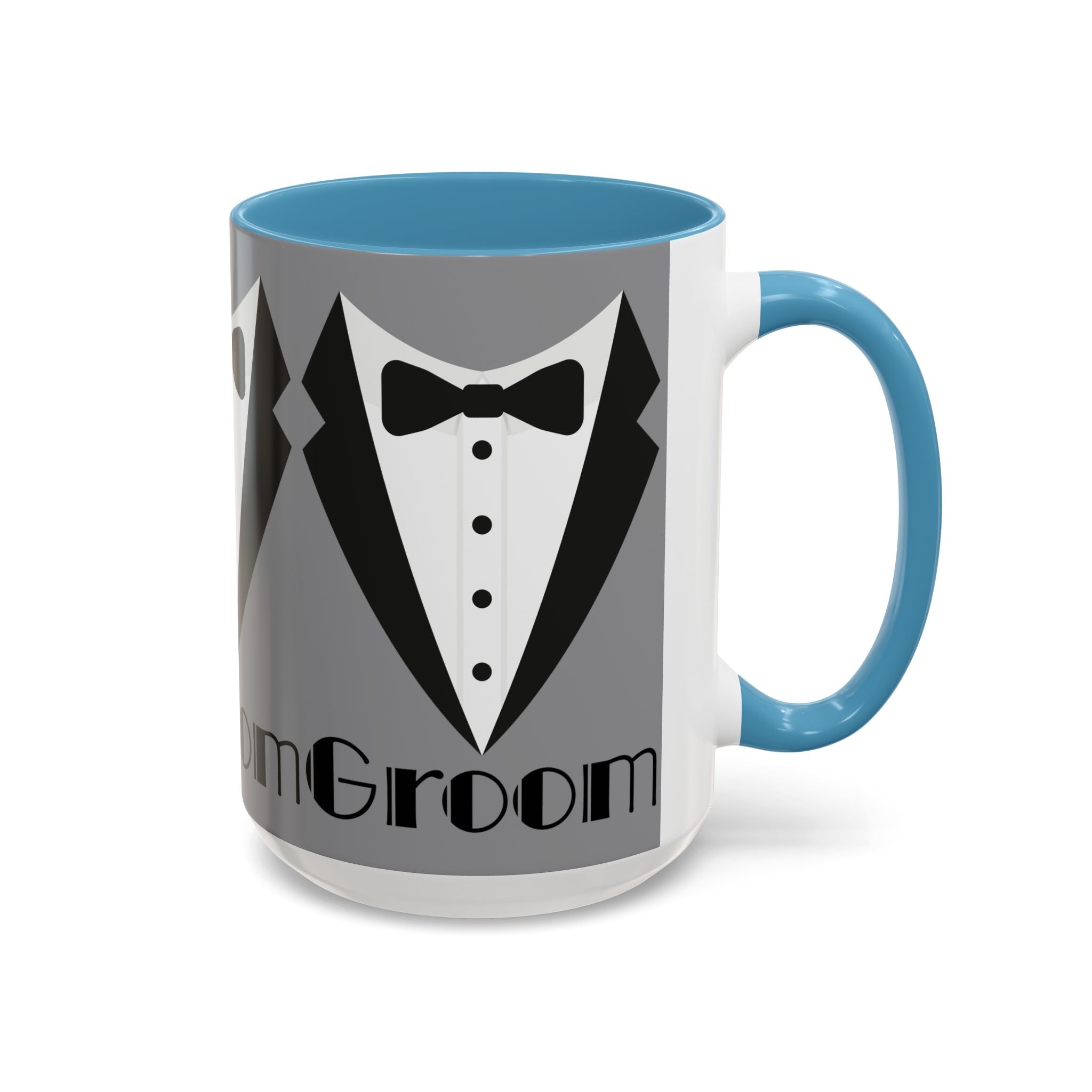 Groom Coffee Mug, Wedding Gift, Groomsmen Party Mug, Black and White Accent Mug, Engagement Celebration