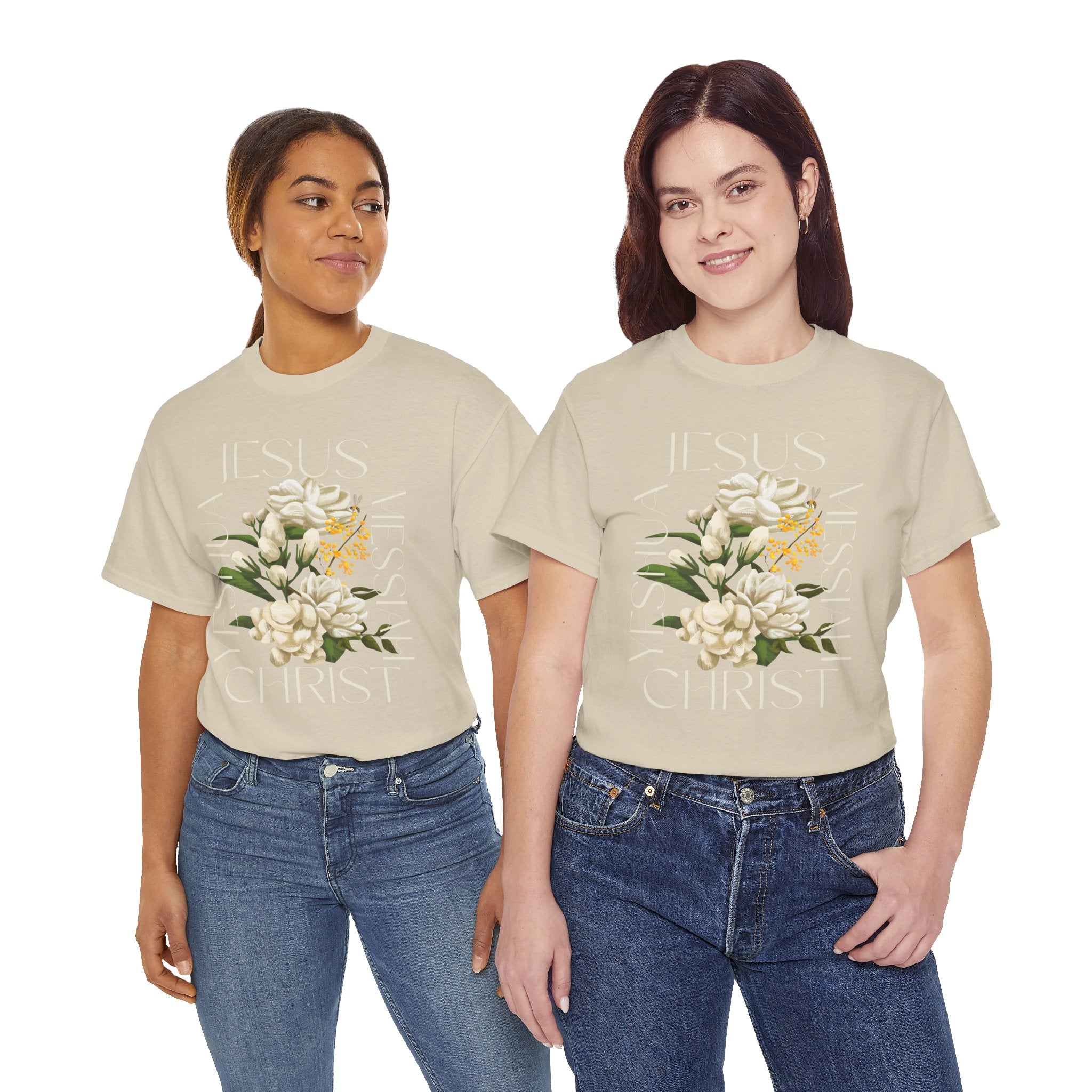 Floral Jesus Christ Tee, Spiritual T-Shirt, Inspirational Unisex Cotton Shirt, Gift for Believers, Christian Apparel