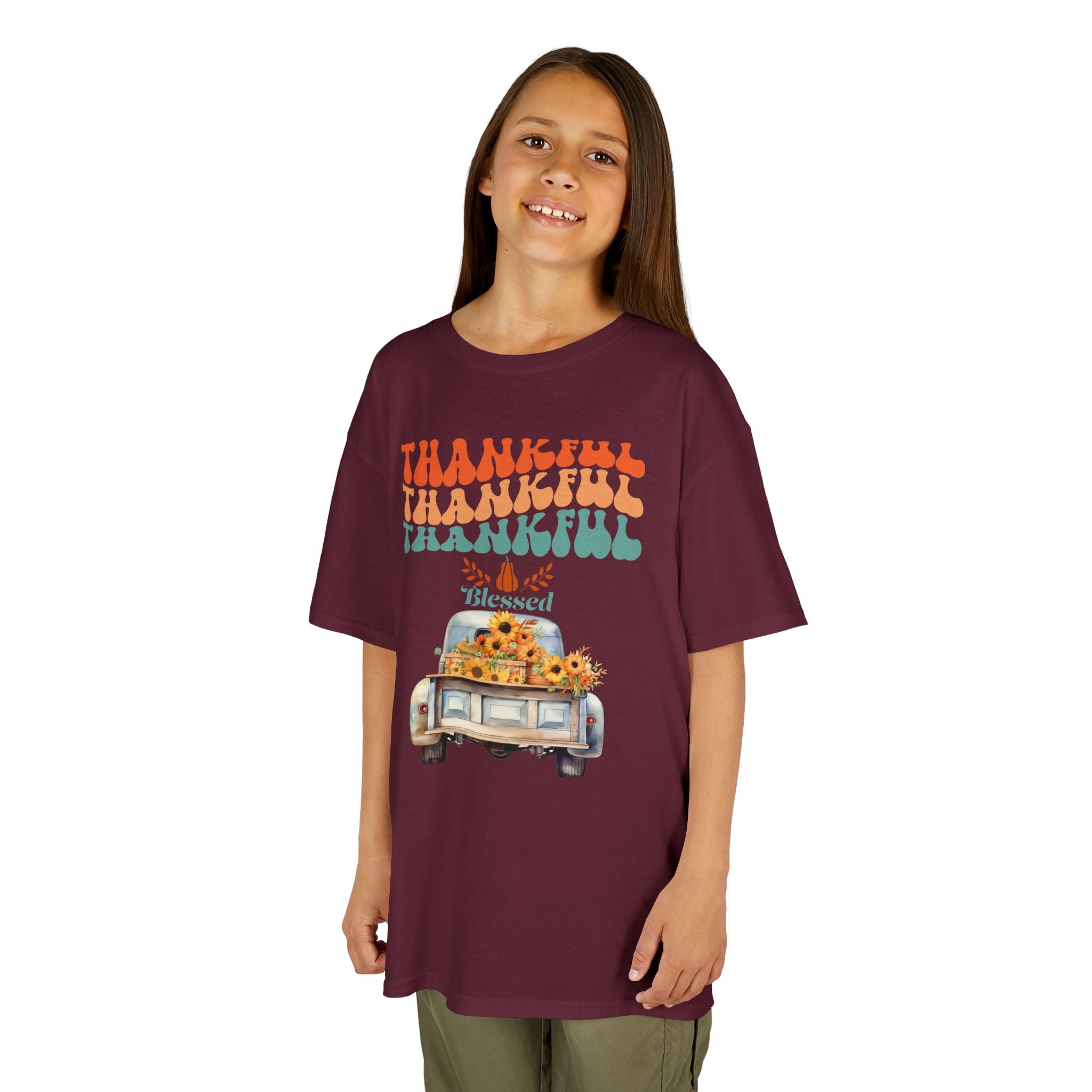 Thankful Kids Tee | Cute Autumn T-Shirt | Thanksgiving Gift | Kids Holiday Wear | Family Gathering Apparel