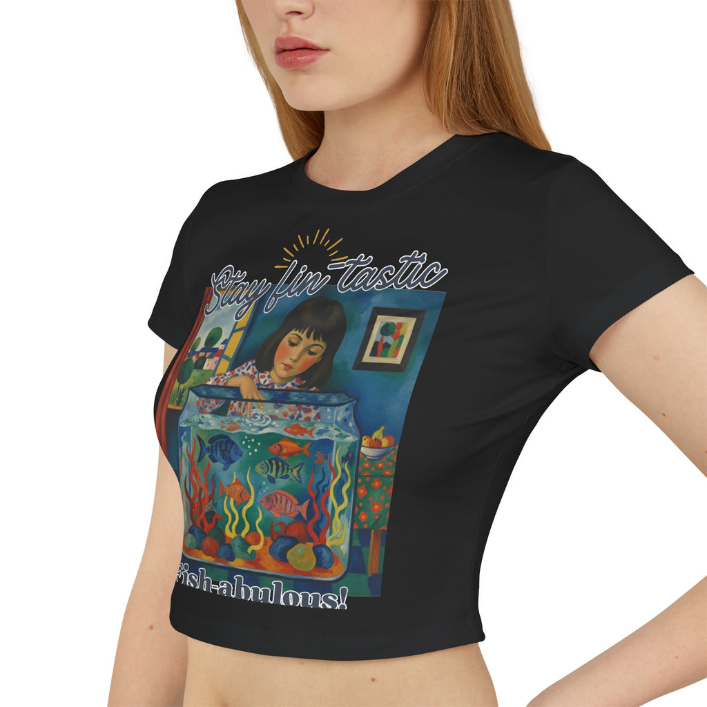 Fish-abulous T-Shirt — Stay Fin-tastic Design- Whimsical Women's Baby Tee, Fish & Art Lover Apparel, Gift for Her,