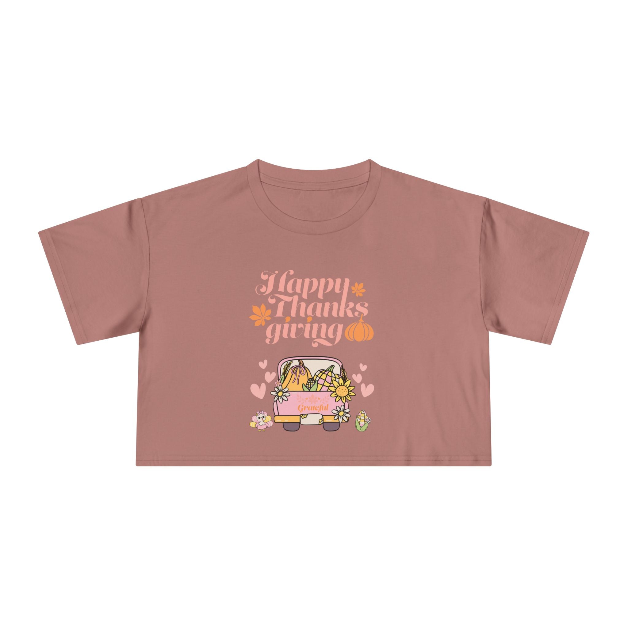 Thanksgiving Women's Crop Tee, Casual T-Shirt, Fall Fashion, Thanksgiving Gift, Cute Thanksgiving Apparel
