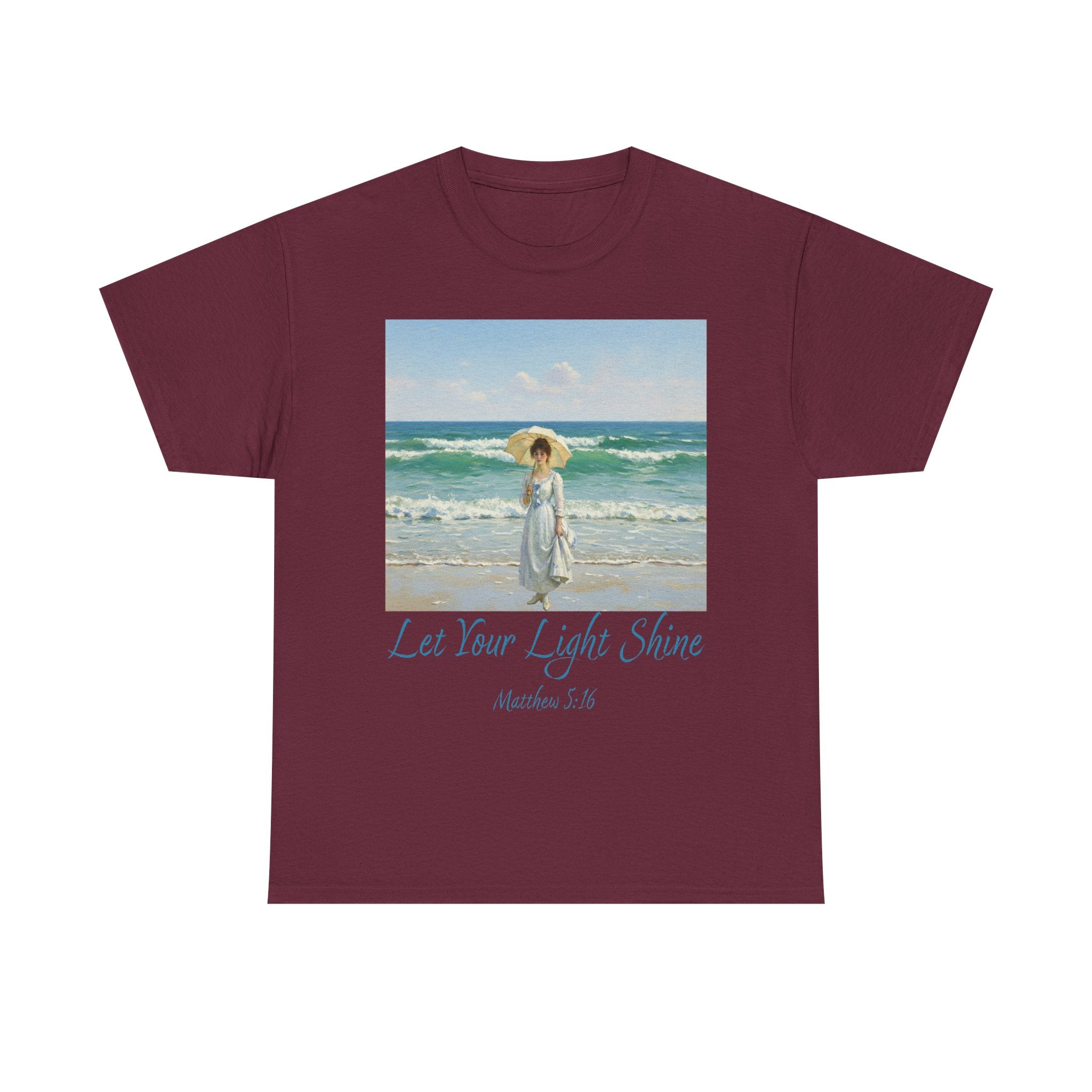 Let Your Light Shine- A Figure with a Parasol-Monet Style- Unisex Cotton Tee, Beach Vibes Shirt, Inspirational Summer Tee, Casual Gift for Her, Perfect for Days at the Shore
