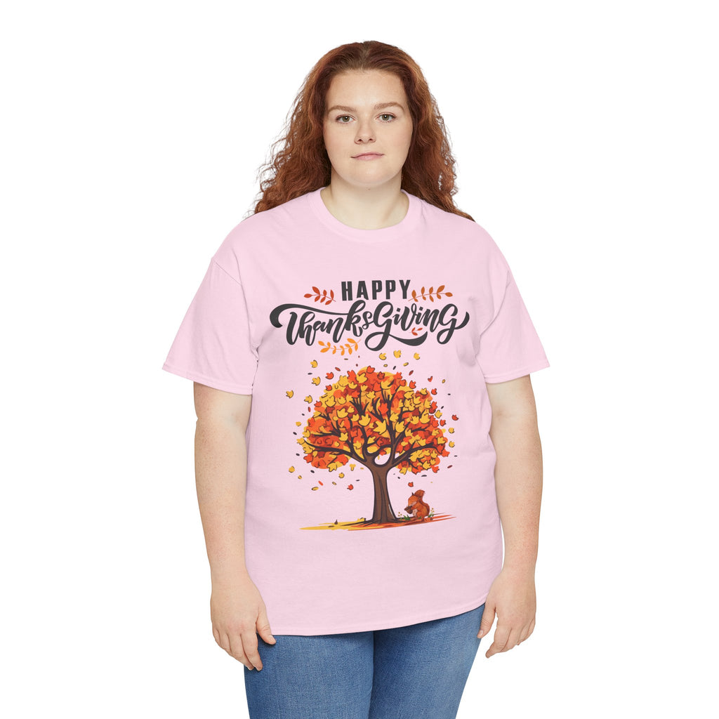 Happy Thanksgiving Tree Unisex Tee, Autumn Shirt, Holiday Apparel, Fall Fashion, Seasonal Gift