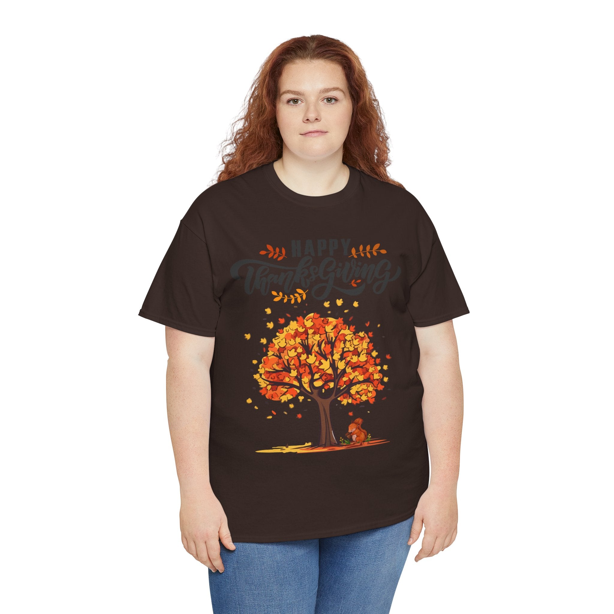 Happy Thanksgiving Tree Unisex Tee, Autumn Shirt, Holiday Apparel, Fall Fashion, Seasonal Gift