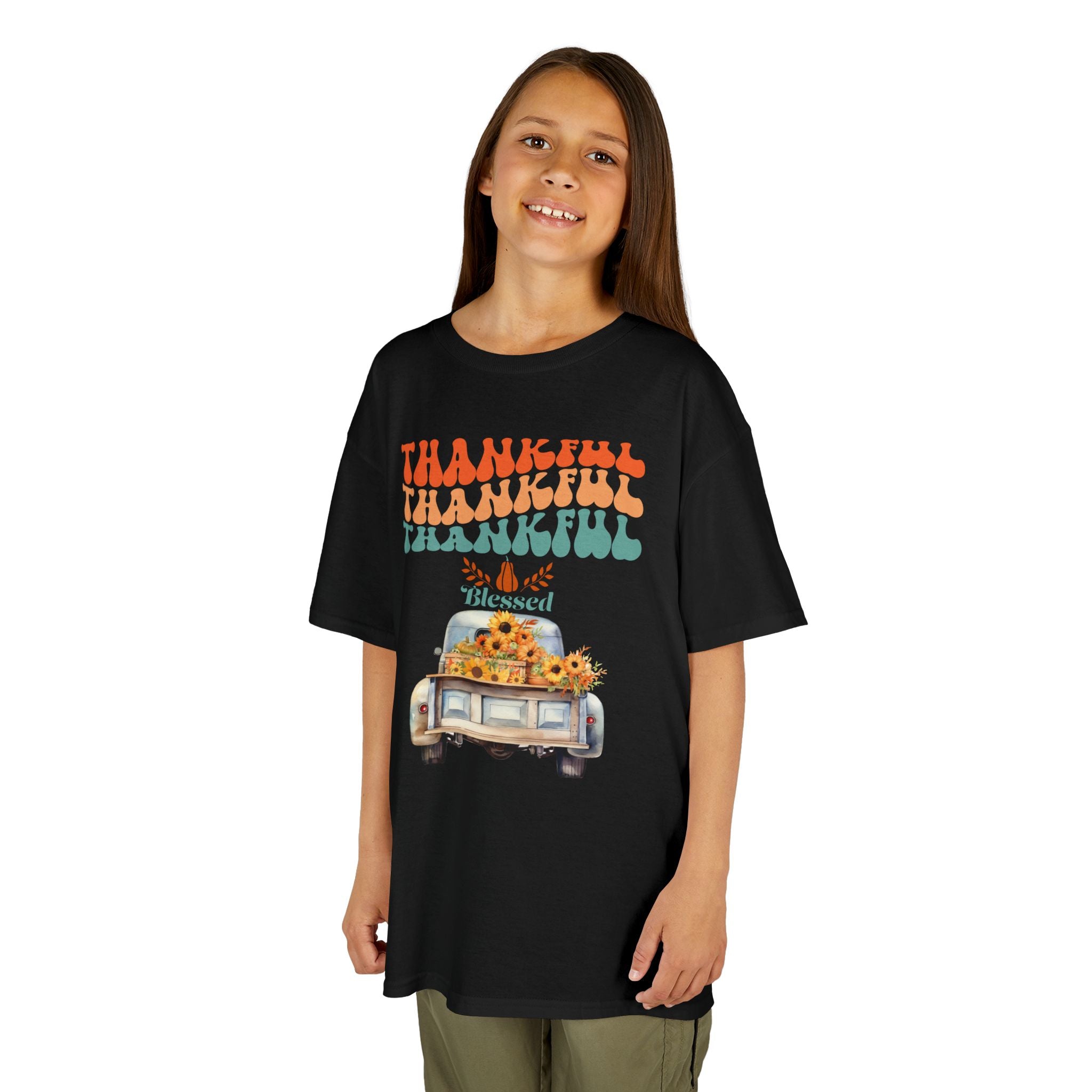 Thankful Kids Tee | Cute Autumn T-Shirt | Thanksgiving Gift | Kids Holiday Wear | Family Gathering Apparel