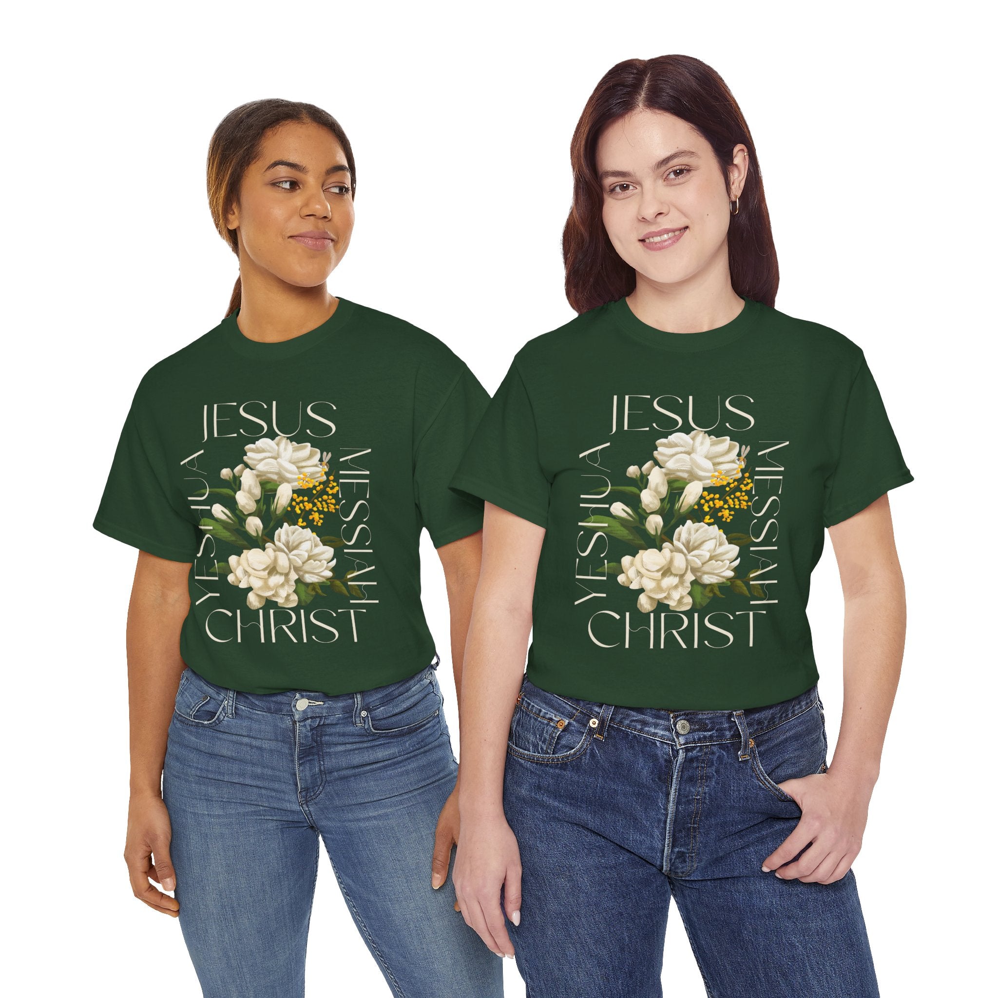 Floral Jesus Christ Tee, Spiritual T-Shirt, Inspirational Unisex Cotton Shirt, Gift for Believers, Christian Apparel