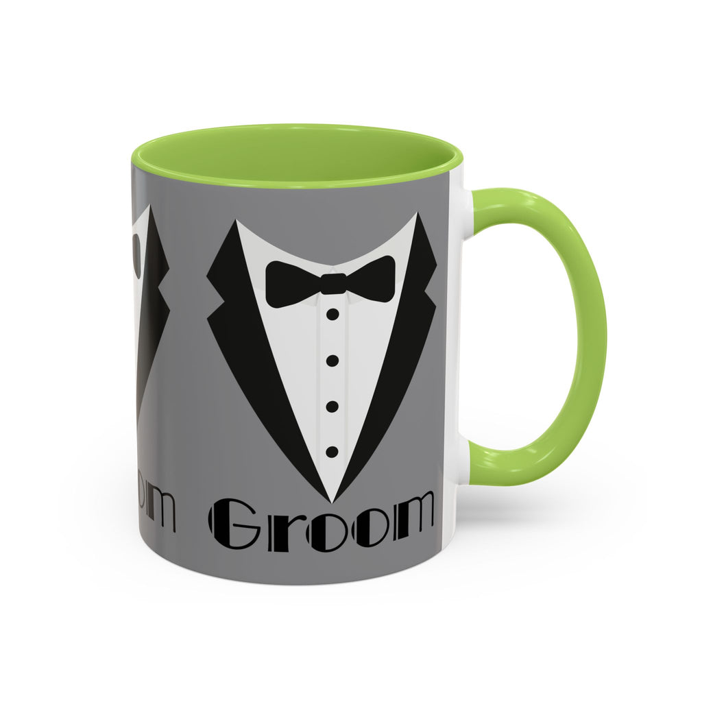 Groom Coffee Mug, Wedding Gift, Groomsmen Party Mug, Black and White Accent Mug, Engagement Celebration