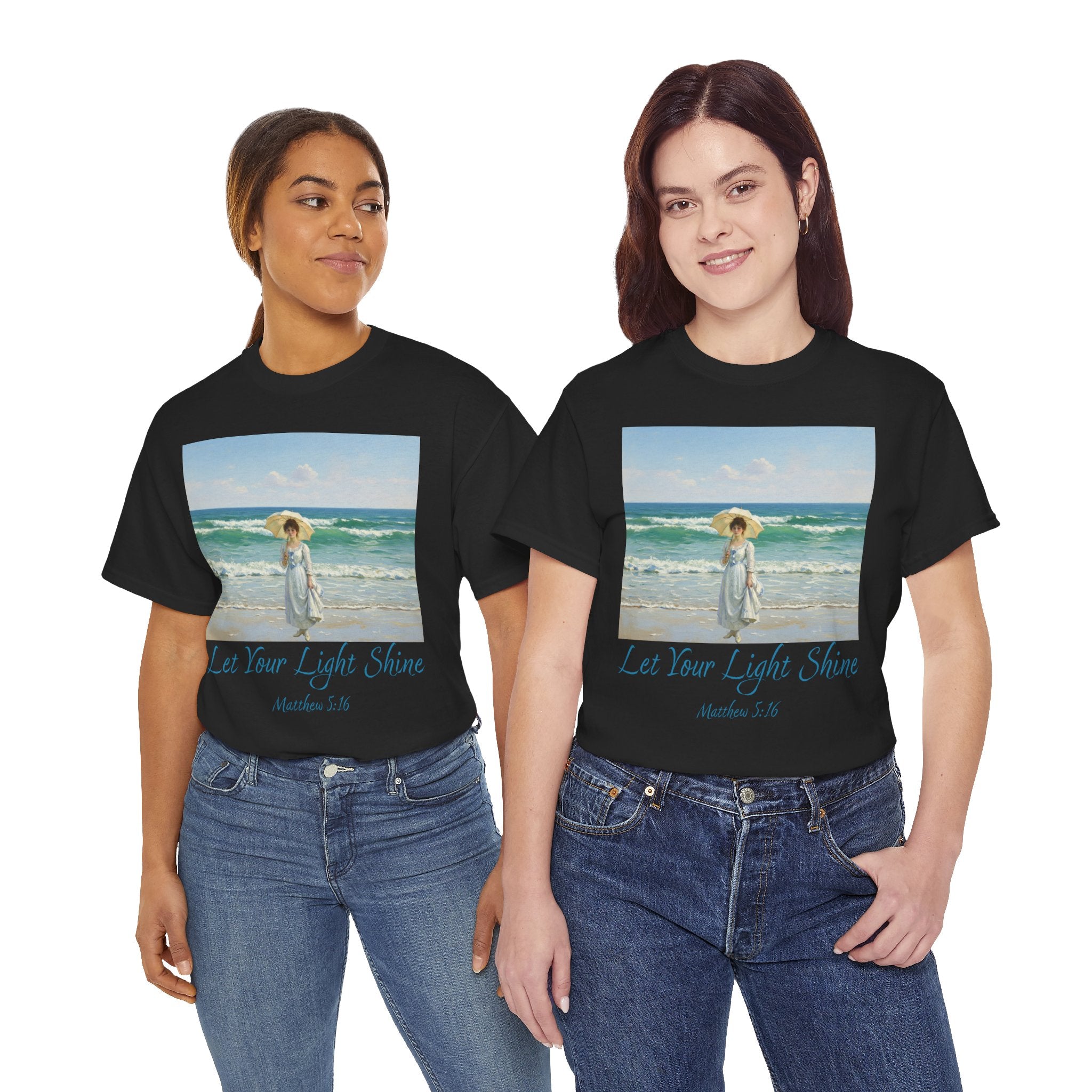 Let Your Light Shine- A Figure with a Parasol-Monet Style- Unisex Cotton Tee, Beach Vibes Shirt, Inspirational Summer Tee, Casual Gift for Her, Perfect for Days at the Shore
