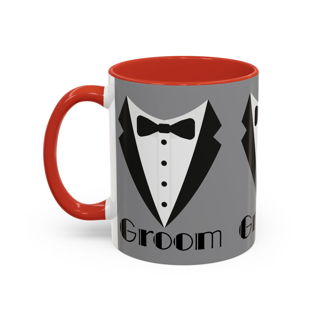 Groom Coffee Mug, Wedding Gift, Groomsmen Party Mug, Black and White Accent Mug, Engagement Celebration