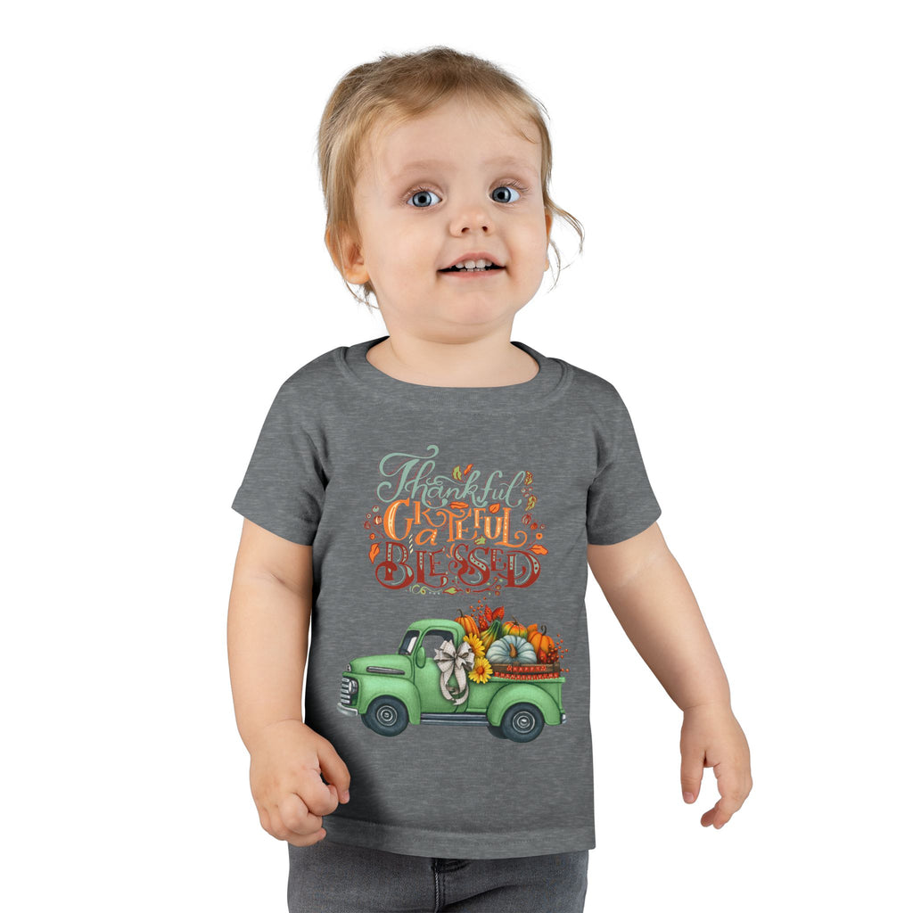 Toddler Tee - Cute Green Truck with Fruits and Vegetables - Cozy Fall Vibe, Perfect for Thanksgiving, Autumn Celebrations, Farmhouse [...]
