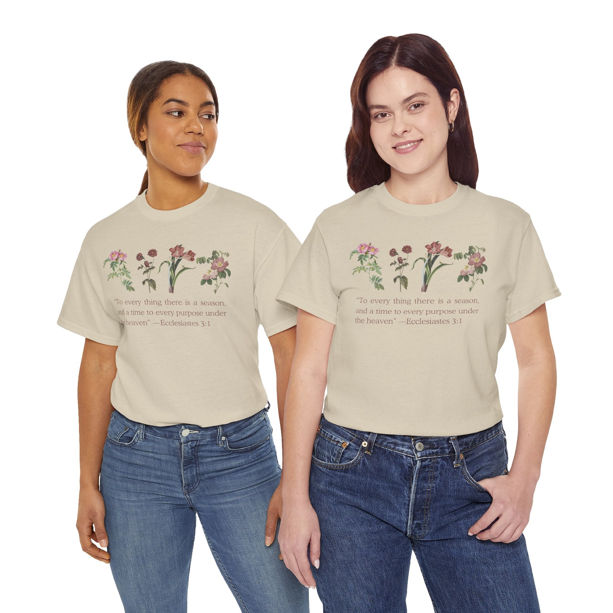 Christian -Biblical Inspirational Floral Quote Tee, Nature Lover Gift, Eco-Friendly Fashion, Casual Everyday Wear
