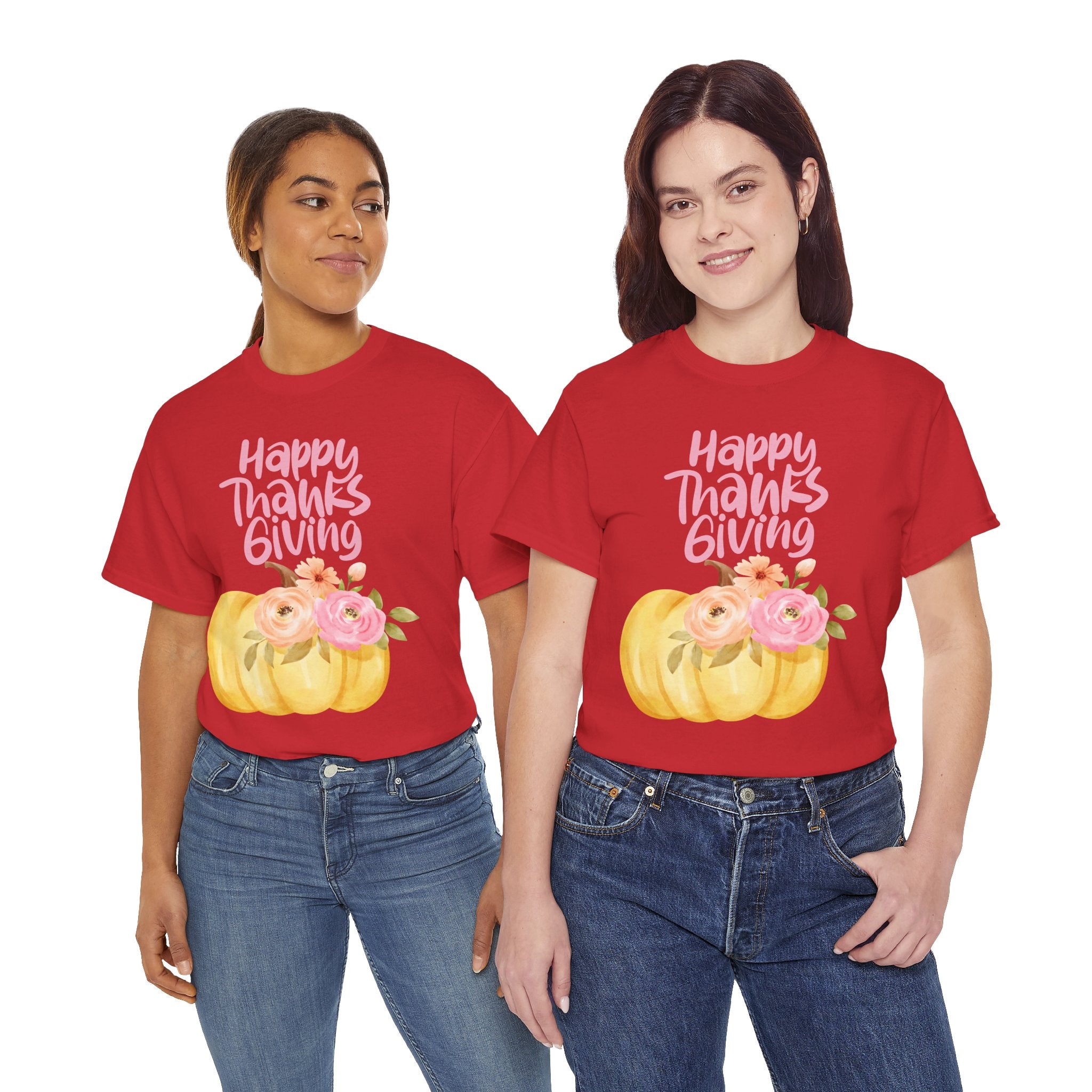Thanksgiving Floral Tee, Holiday Shirt, Fall Fashion, Gifts for Her, Pumpkin T-Shirt, Autumn Apparel, Friendsgiving Outfit