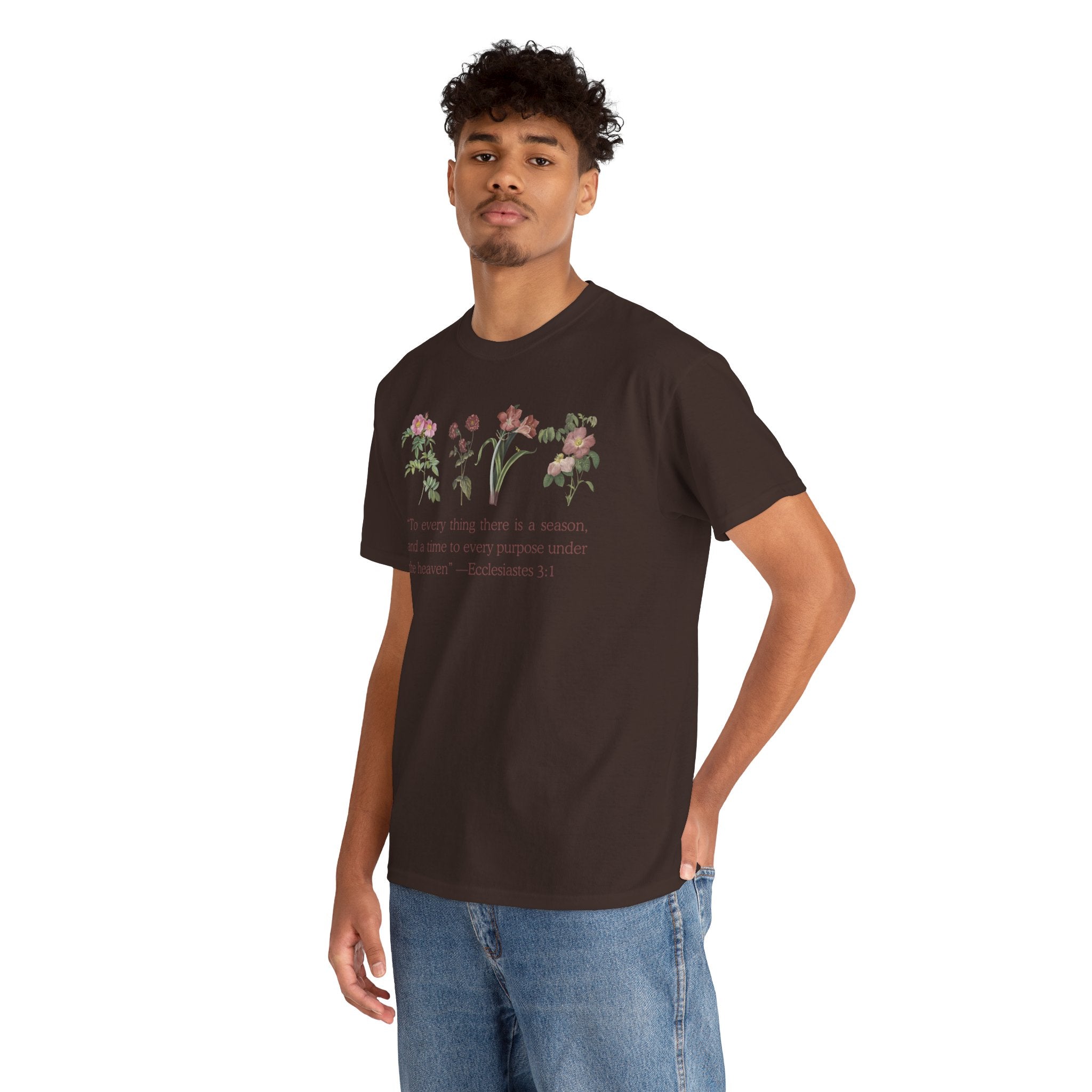 Christian -Biblical Inspirational Floral Quote Tee, Nature Lover Gift, Eco-Friendly Fashion, Casual Everyday Wear