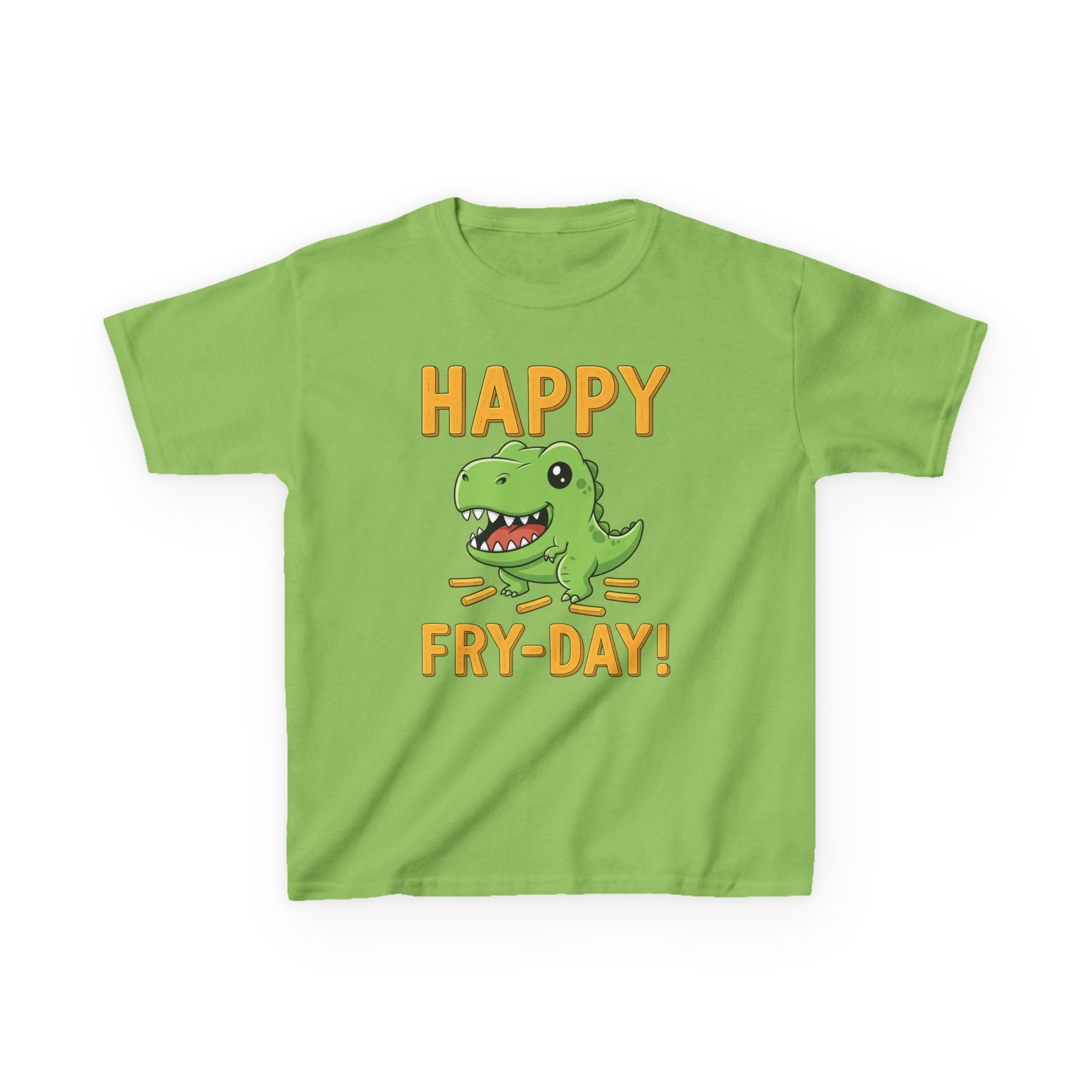 Happy Fry-Day Kids Tee, Fun Dinosaur T-Shirt, Kids Cotton Shirt, Birthday Gift, Everyday Wear, Summer Fun, Playful Tee