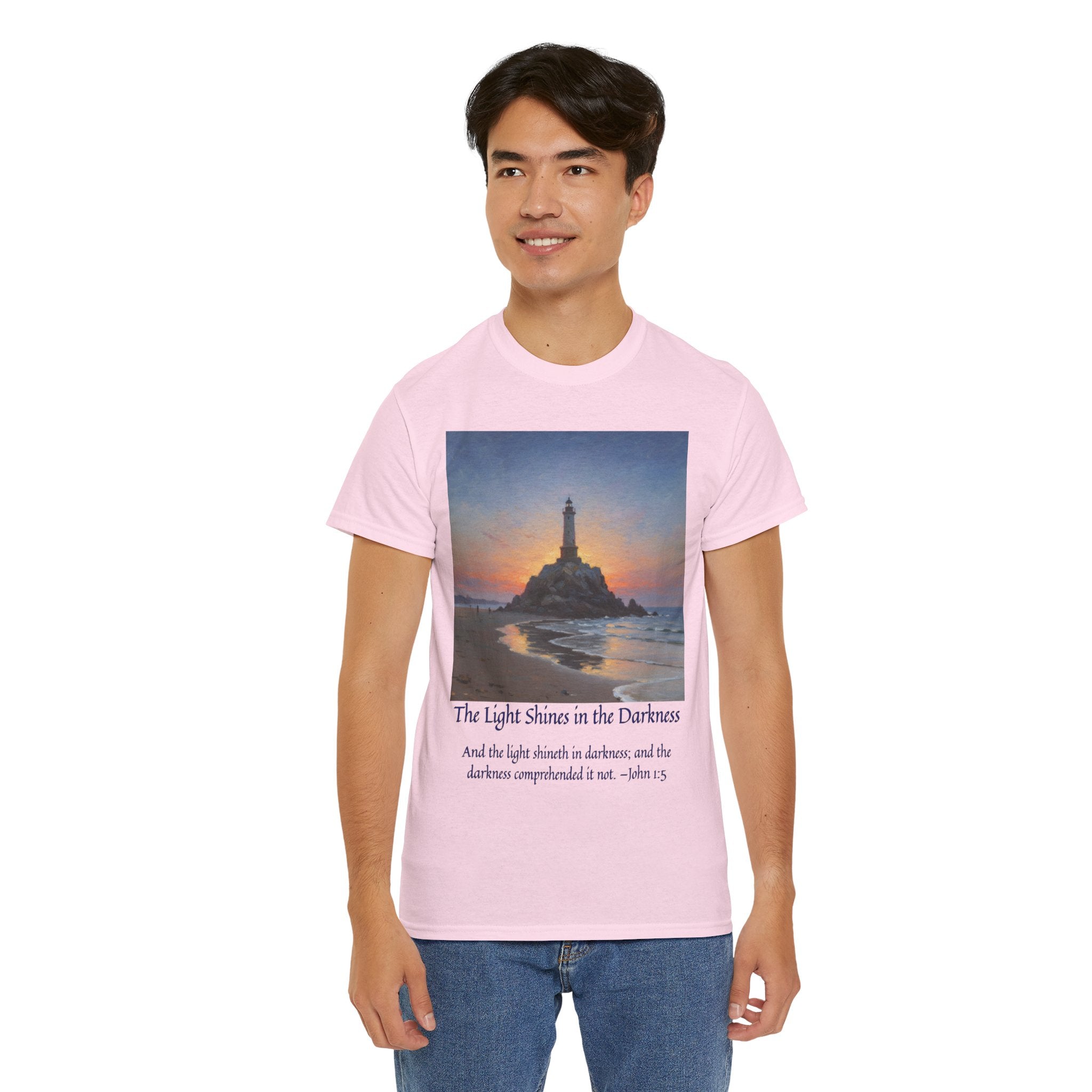 Light in Darkness Unisex Cotton Tee-inspired by Monet, Inspirational Shirt, Bible Verse Tee, Faith-Based Apparel, Perfect Gift for All Occasions