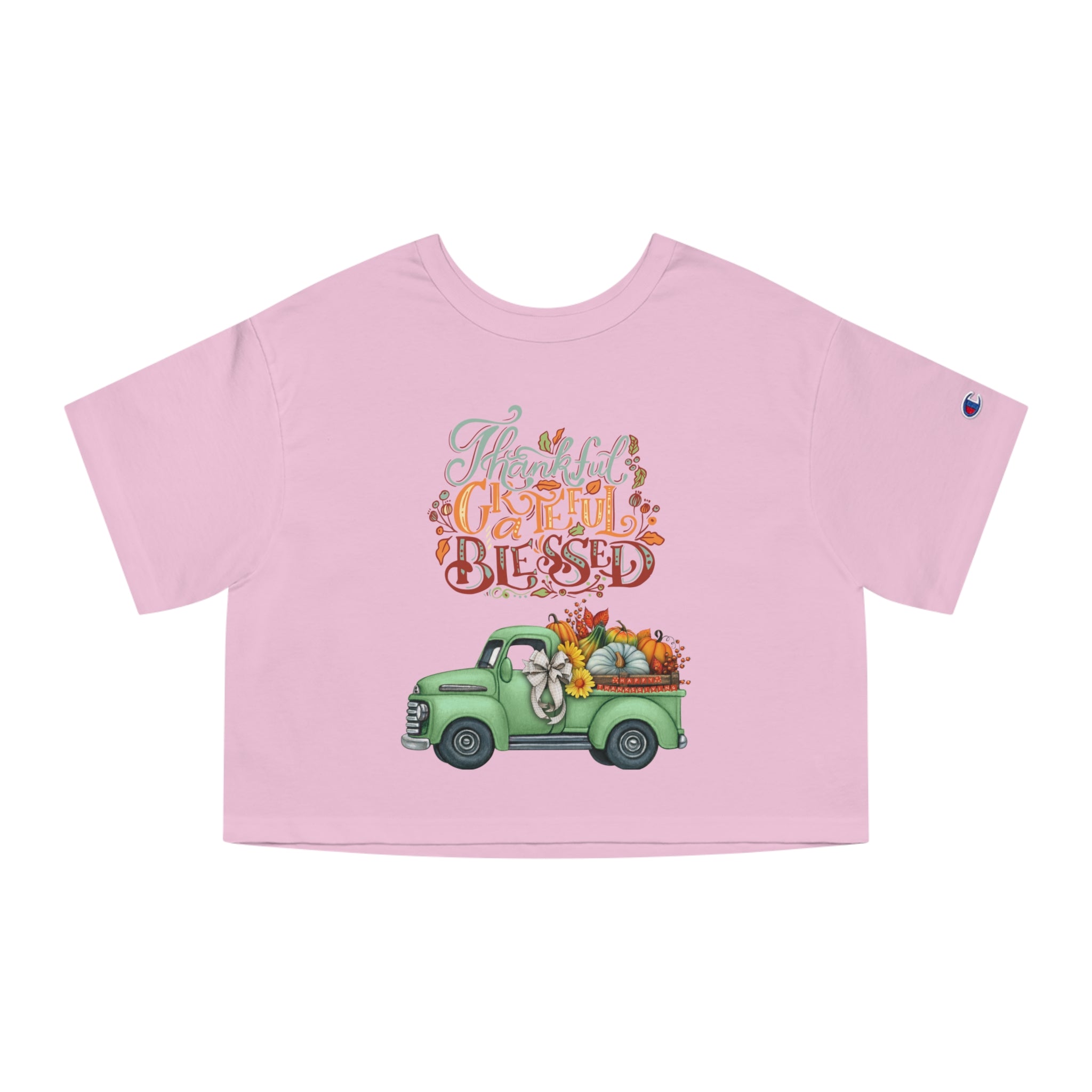 Thankful Grateful Blessed Cropped T-Shirt | Fall Fashion, Harvest Style, Gift for Women, Casual Chic, Autumn Apparel