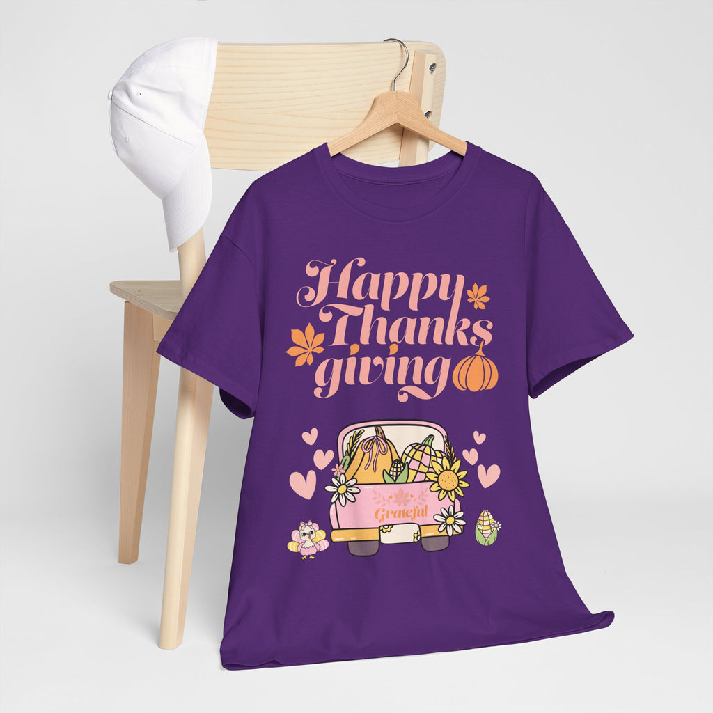 Happy Thanksgiving Unisex Tee | Cozy Autumn Shirt for Family Gatherings, Thanksgiving Celebration, Fall Fashion, Cute Gift Idea