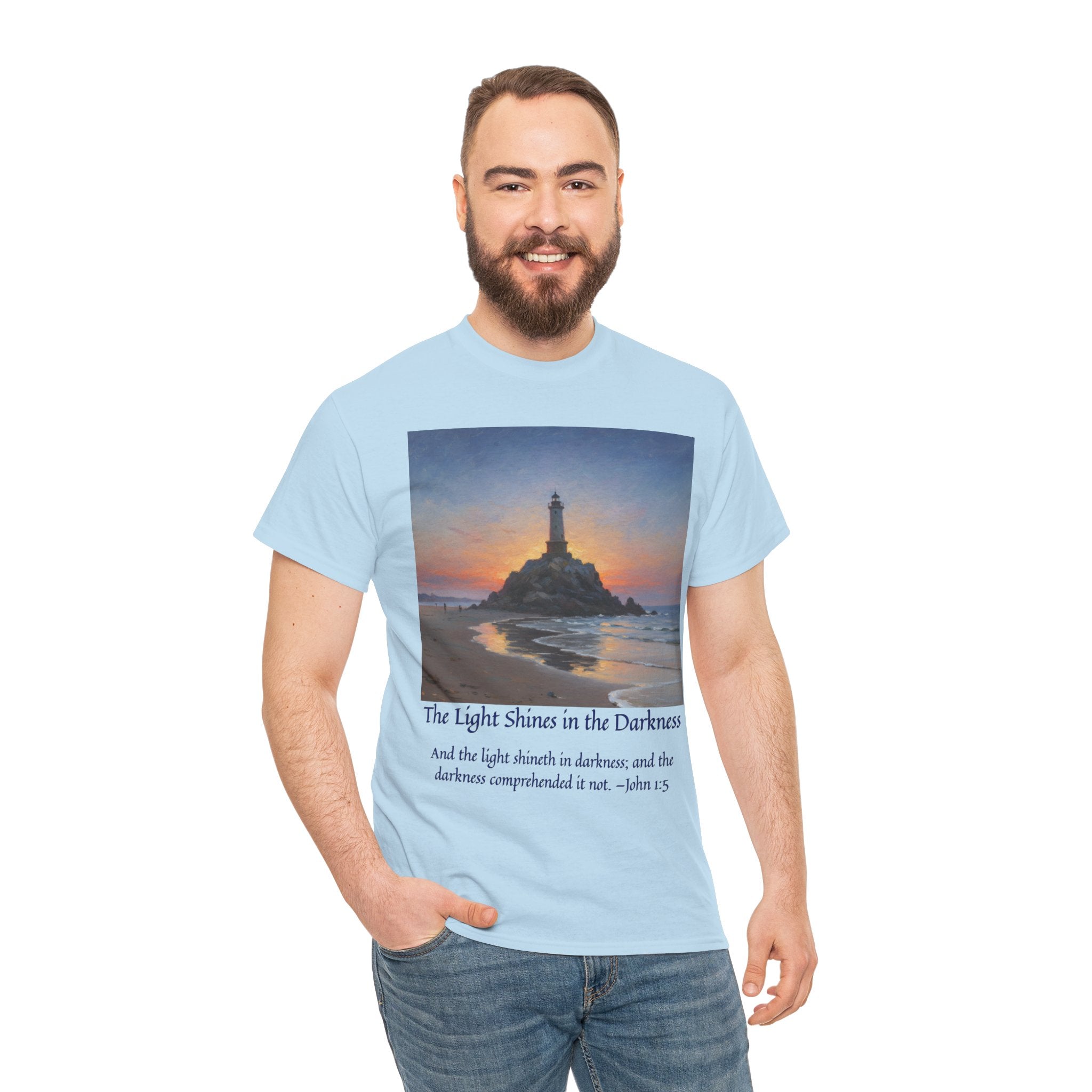 Light in Darkness Unisex Cotton Tee-inspired by Monet, Inspirational Shirt, Bible Verse Tee, Faith-Based Apparel, Perfect Gift for All Occasions
