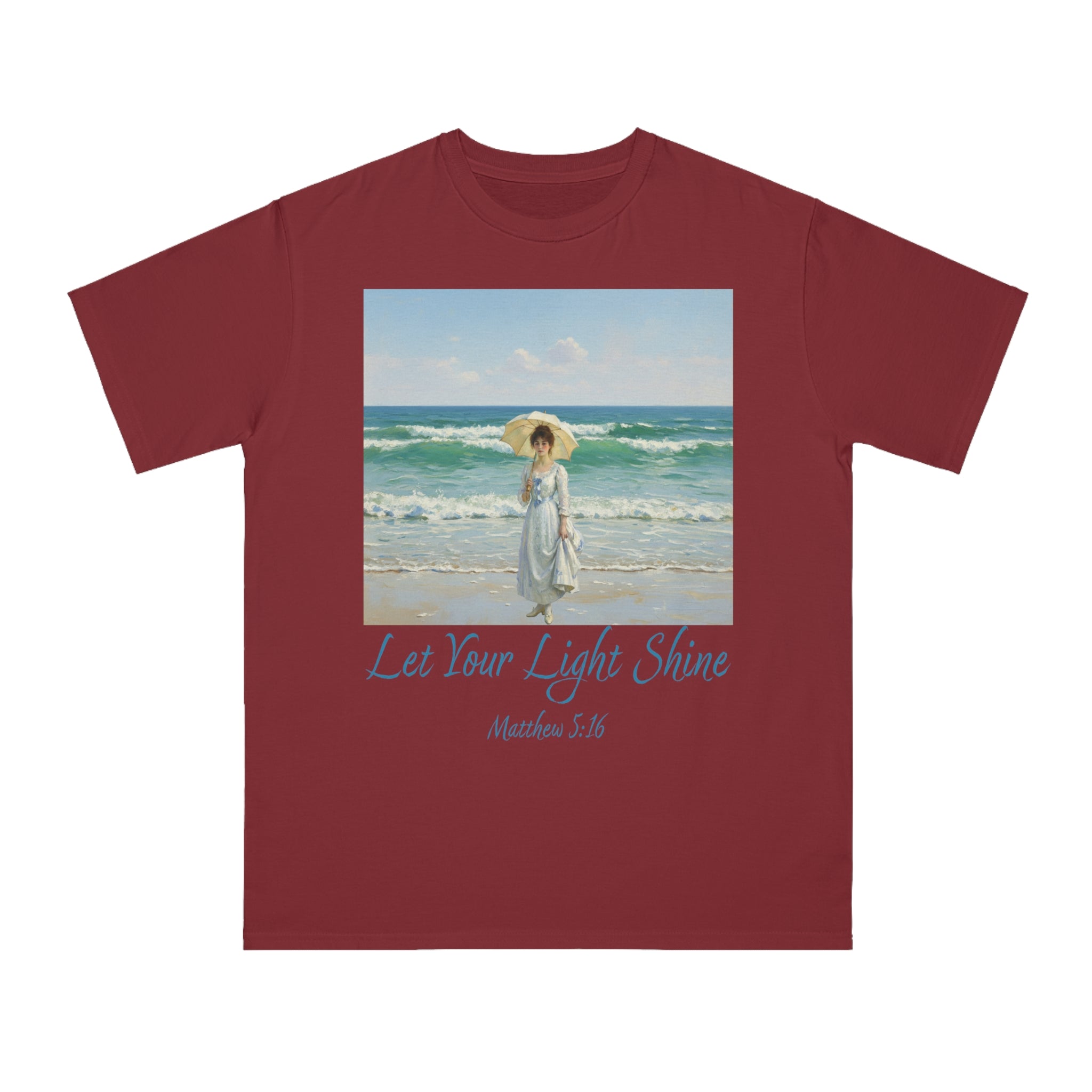 Organic Unisex Classic T-Shirt - Inspirational Beach Art, Let Your Light Shine Design-Figure with a Parasol- Monet Style, Perfect Gift for Ocean Lovers, Casual Wear, [...]